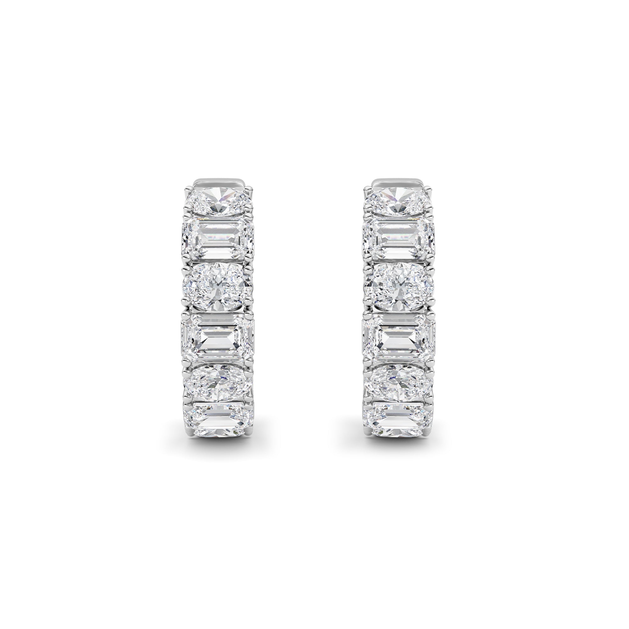5Cttw Emerald Shaped Lab Grown Diamond (F/VS )Inside Out Hoop Earrings in 14K Gold