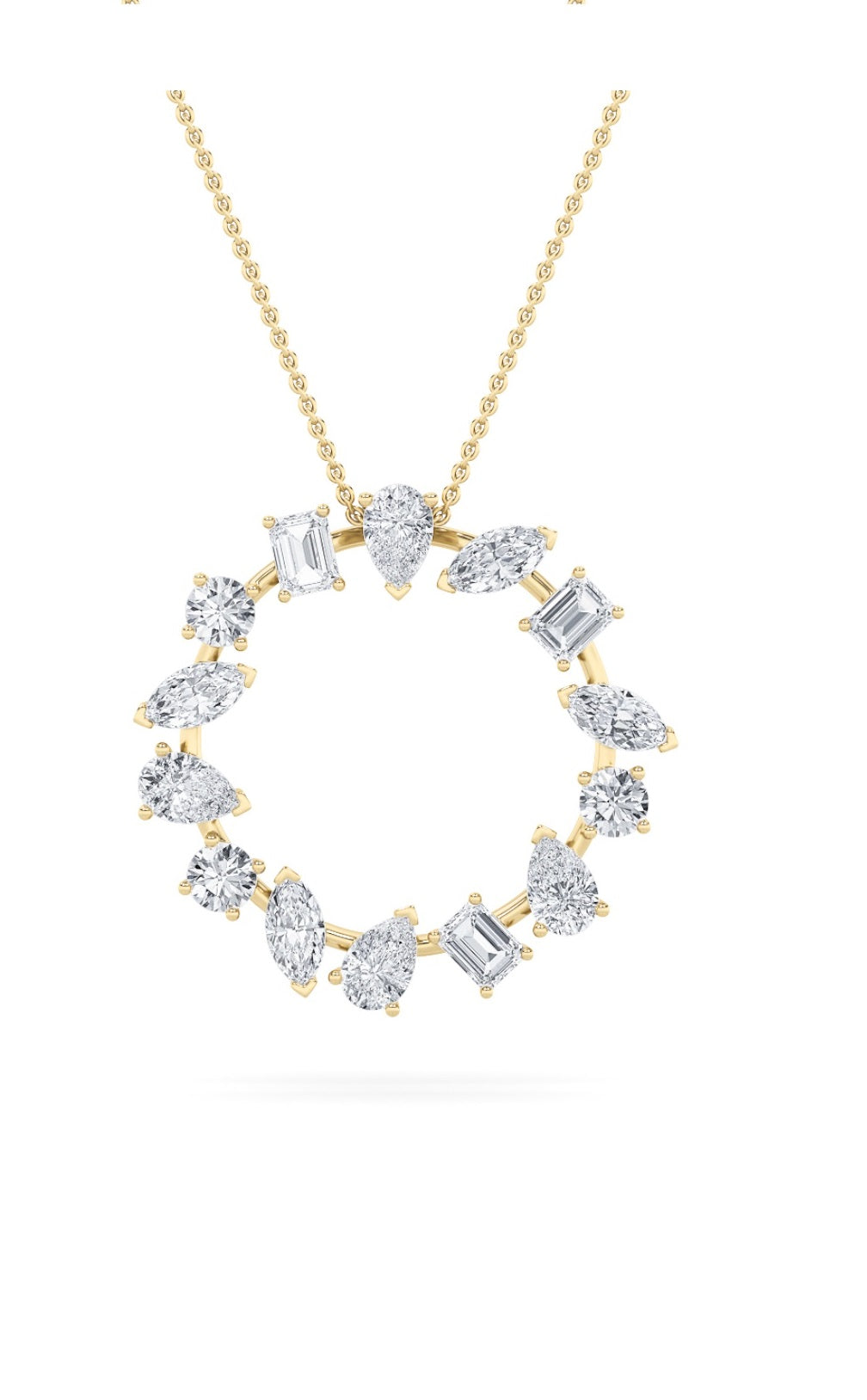 3.0 Ctw Multi-Shape (F/VS) Lab Grown Diamond Prong 14K Yellow Gold Open Circle Pendant Necklace