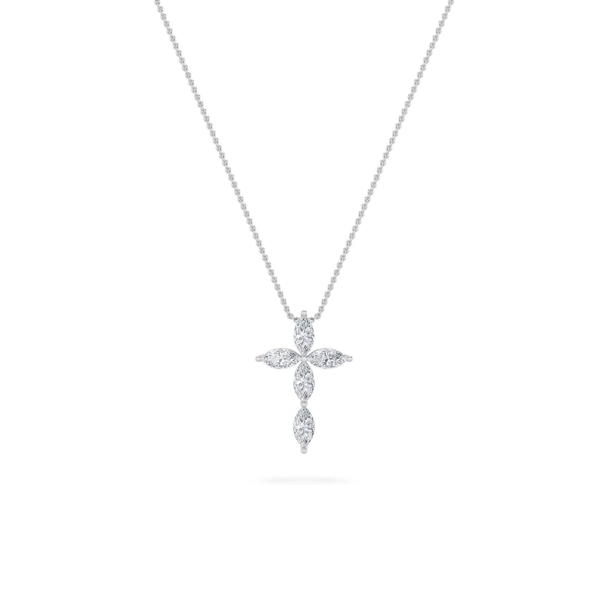1.5ct Marquise Shaped Lab Grown Diamond (F/VS) Cross Pendant in 14K White Gold