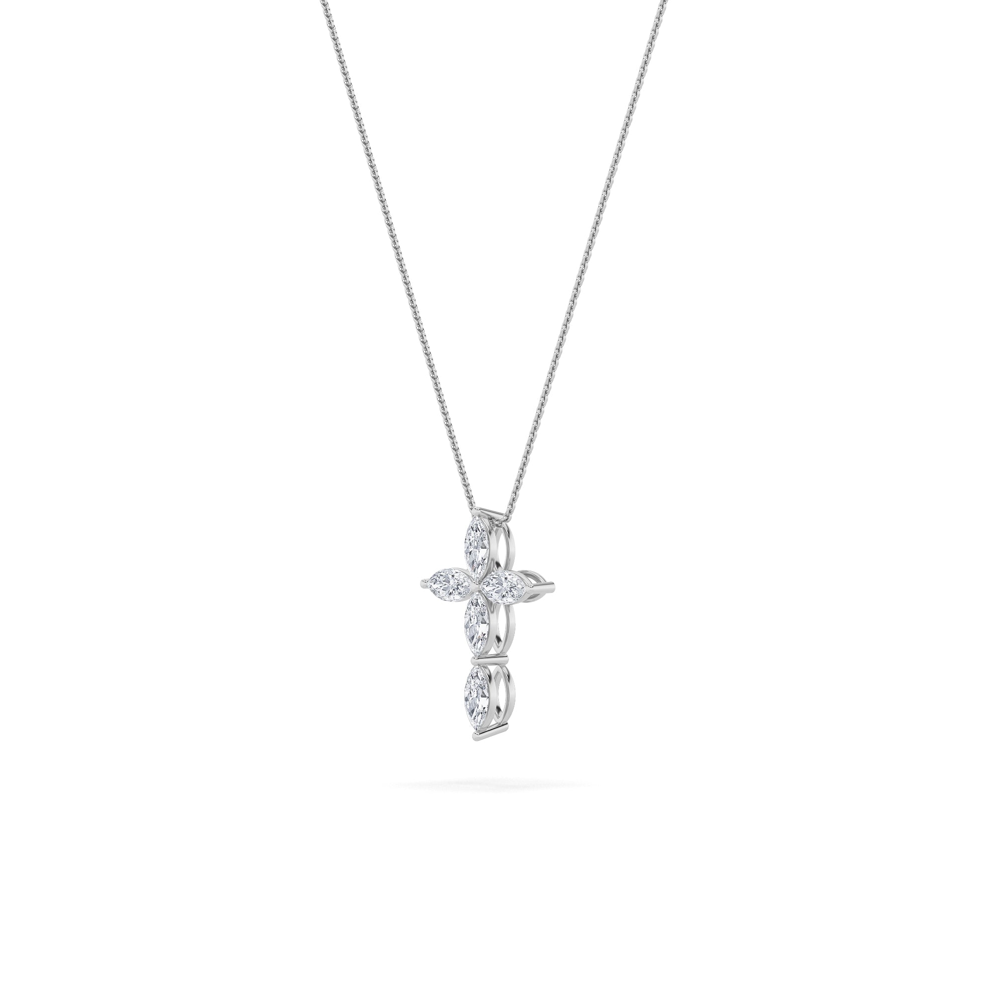 1.5ct Marquise Shaped Lab Grown Diamond (F/VS) Cross Pendant in 14K White Gold