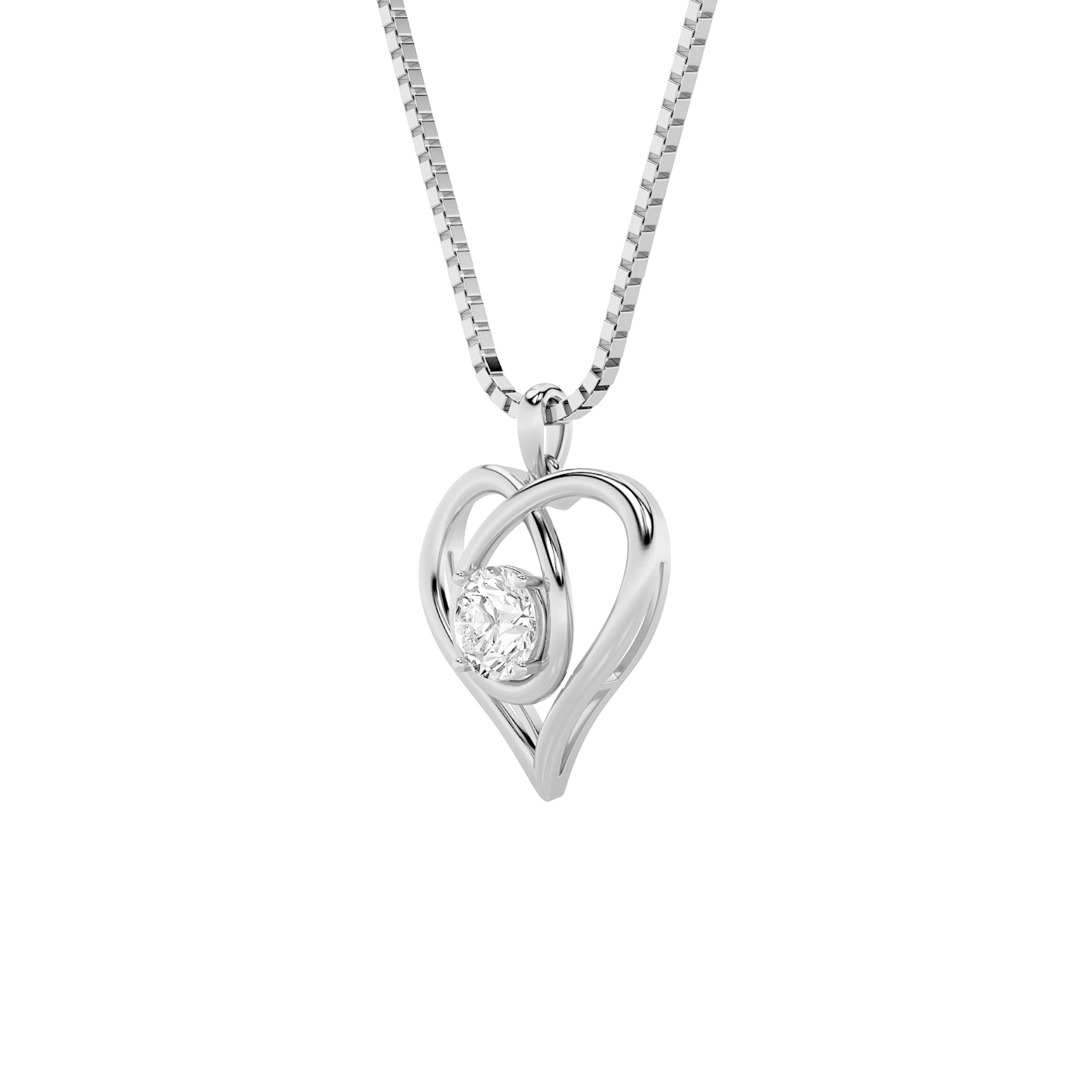 1.5ct Round Shaped Lab Grown Diamond (F/VS) Heart Shaped Pendant in 14K White Gold