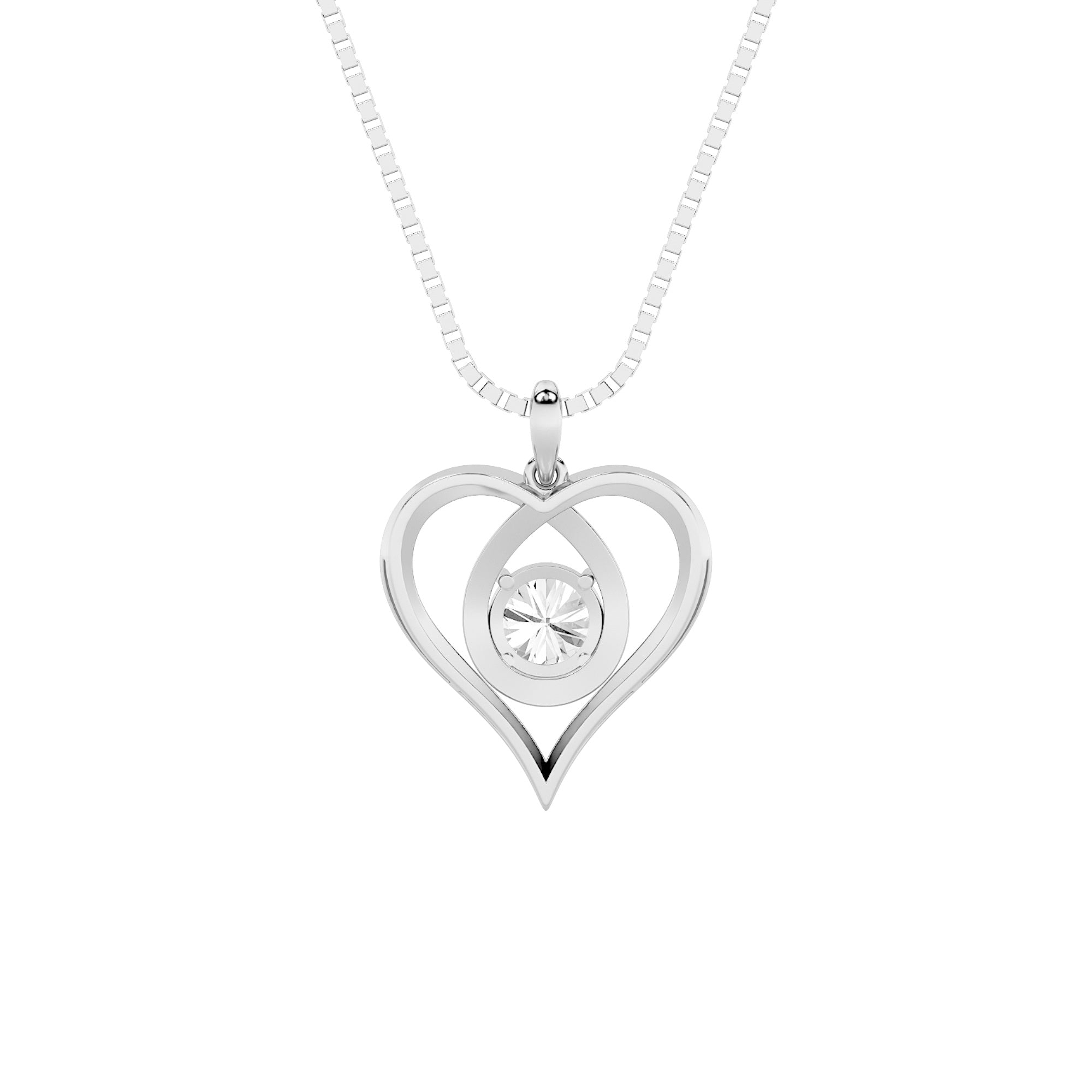 1.5ct Round Shaped Lab Grown Diamond (F/VS) Heart Shaped Pendant in 14K White Gold