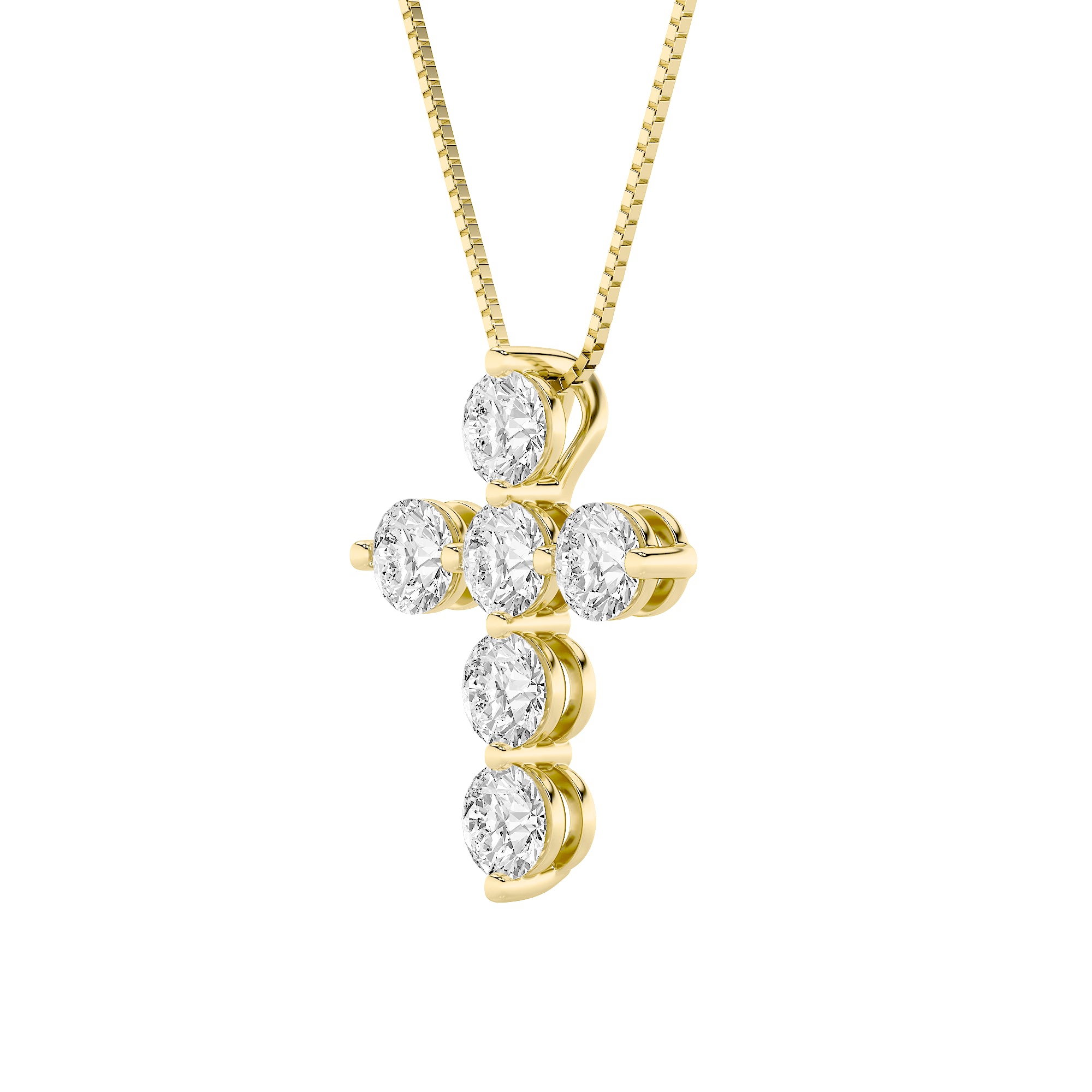 1.5ct Round Shaped Lab Grown Diamond (F/VS) Cross Pendant in 14K Yellow Gold