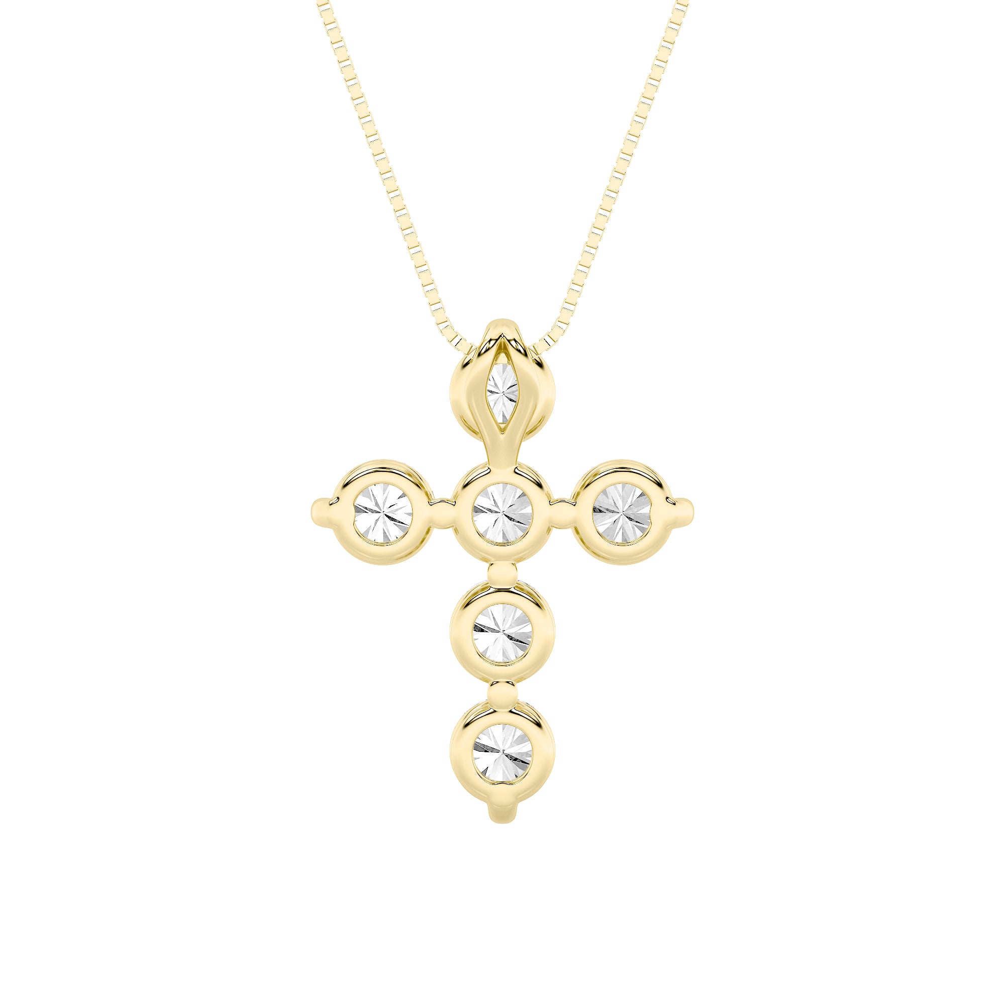 1.5ct Round Shaped Lab Grown Diamond (F/VS) Cross Pendant in 14K Yellow Gold