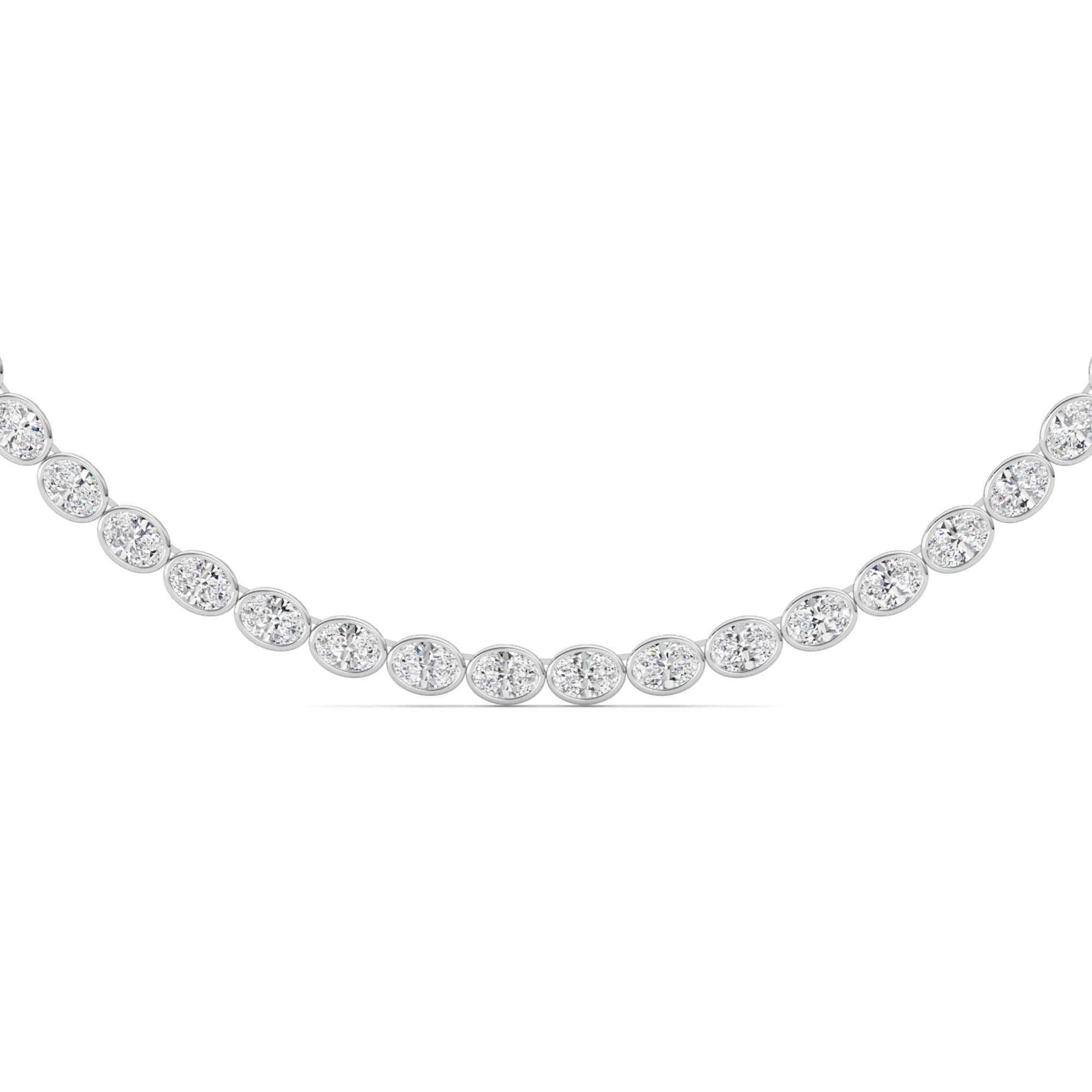 30.0ct Oval Lab Grown Diamond (F/VS ) Bezel Set Necklace in 14K White Gold