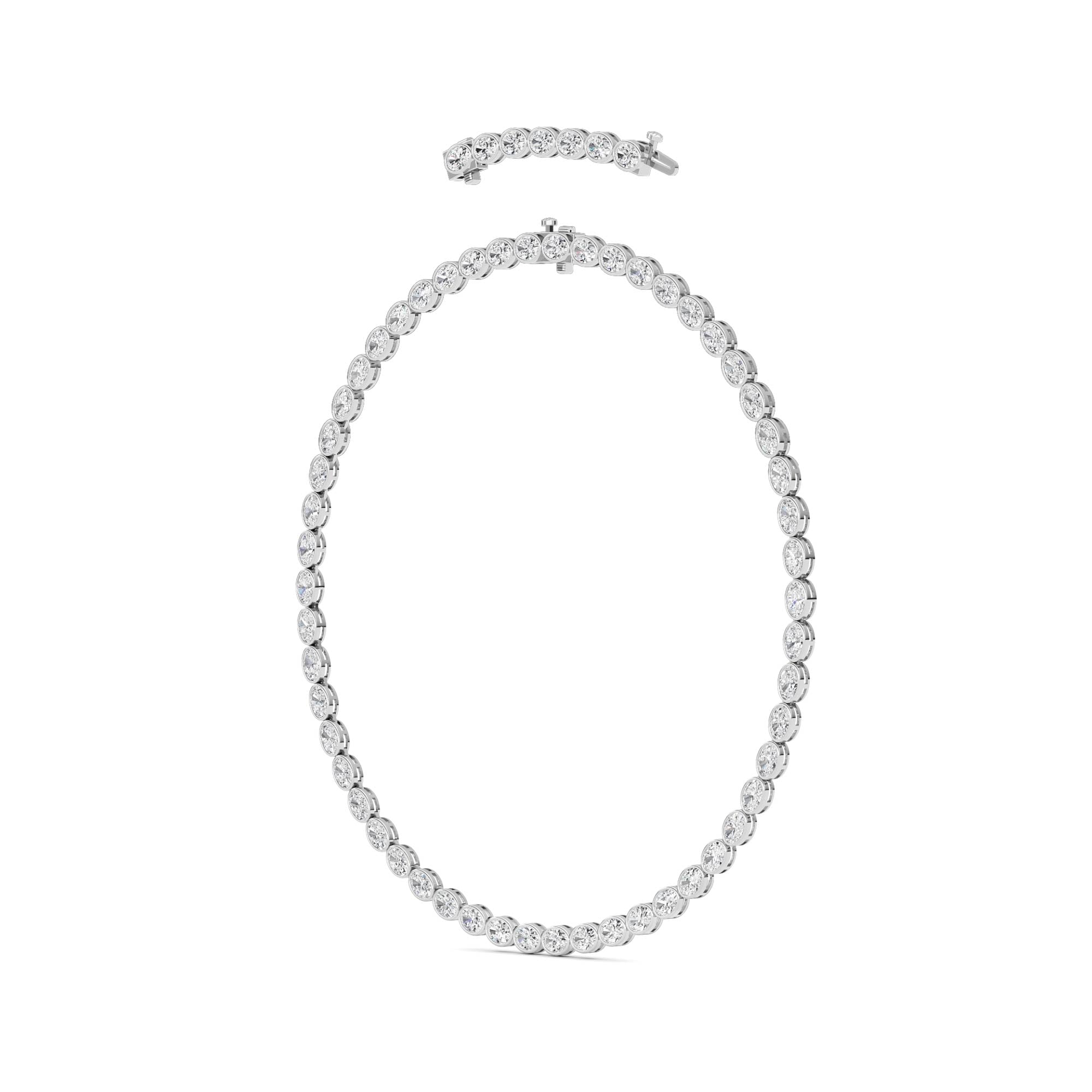 30.0ct Oval Lab Grown Diamond (F/VS ) Bezel Set Necklace in 14K White Gold