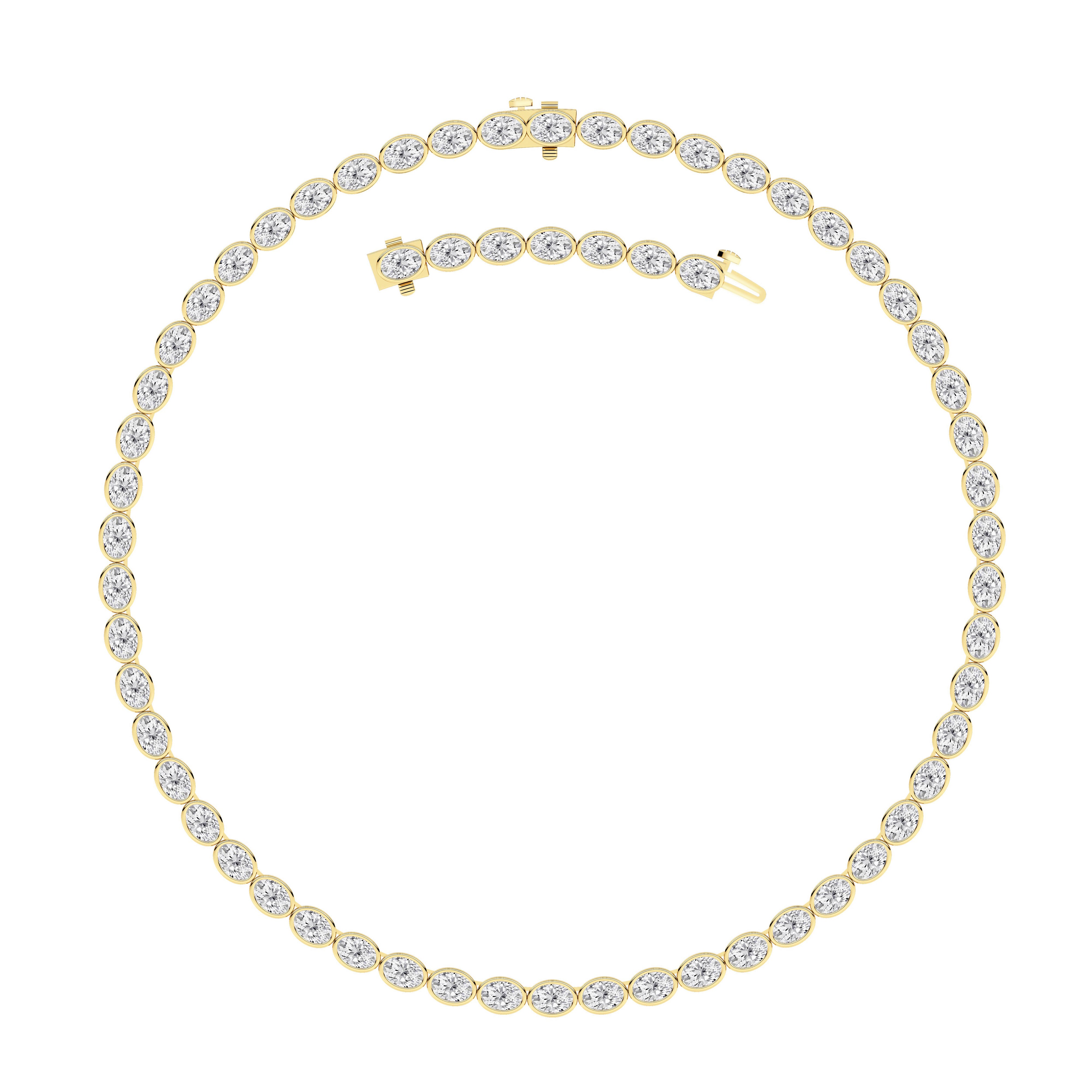 30.0ct Oval Lab Grown Diamond (F/VS ) Bezel Set Necklace in 14K Yellow Gold