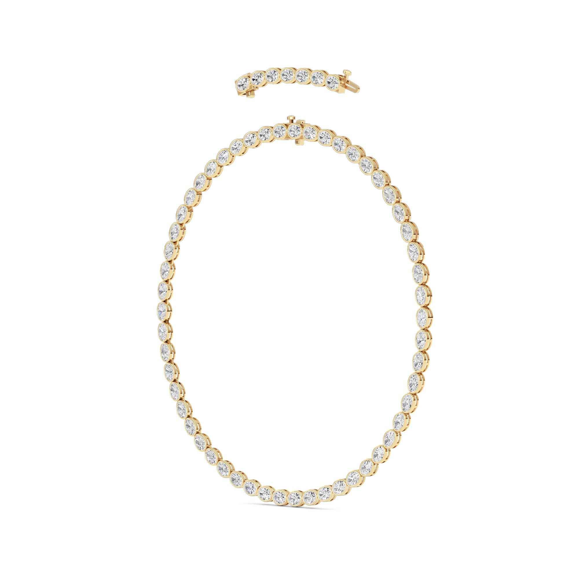30.0ct Oval Lab Grown Diamond (F/VS ) Bezel Set Necklace in 14K Yellow Gold