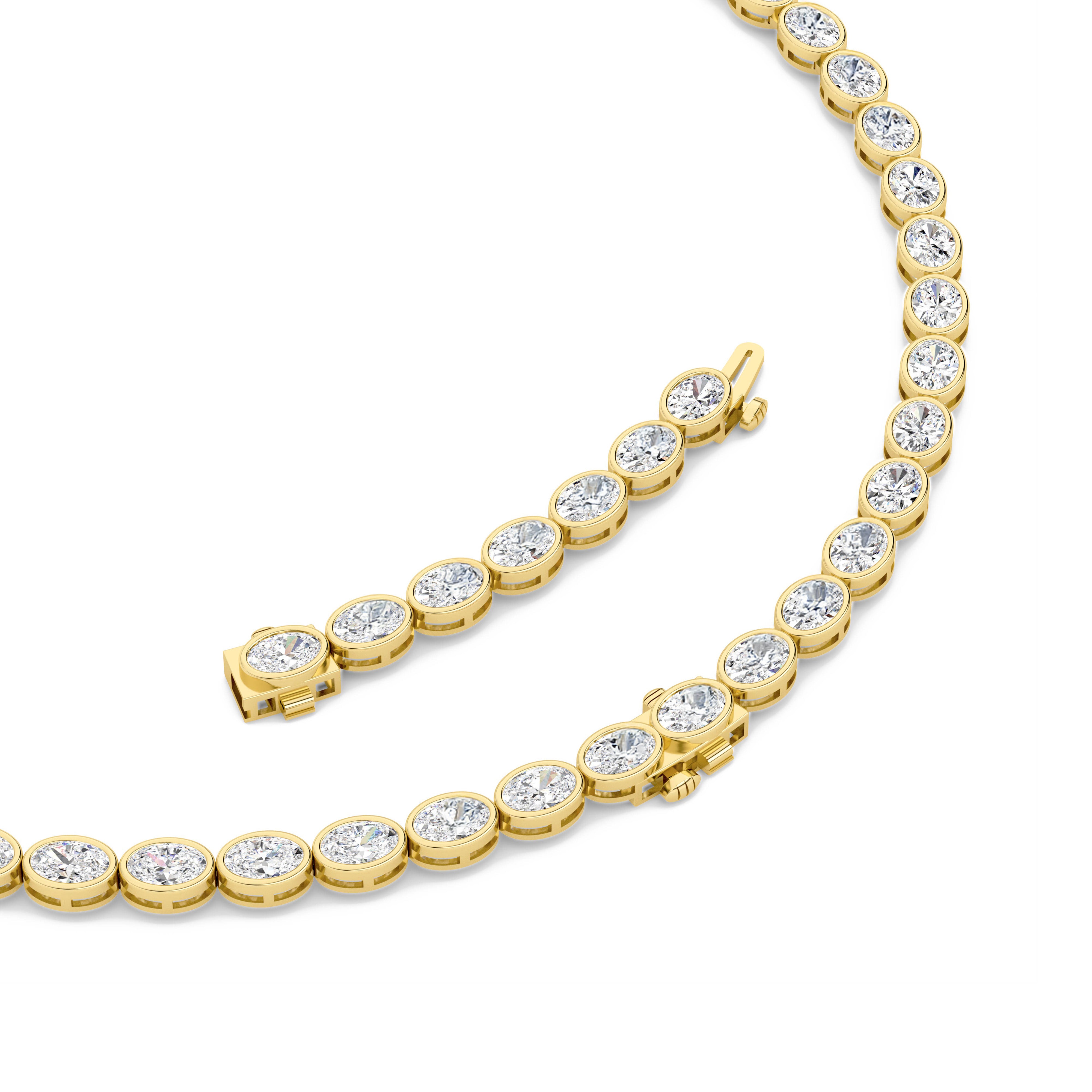 30.0ct Oval Lab Grown Diamond (F/VS ) Bezel Set Necklace in 14K Yellow Gold