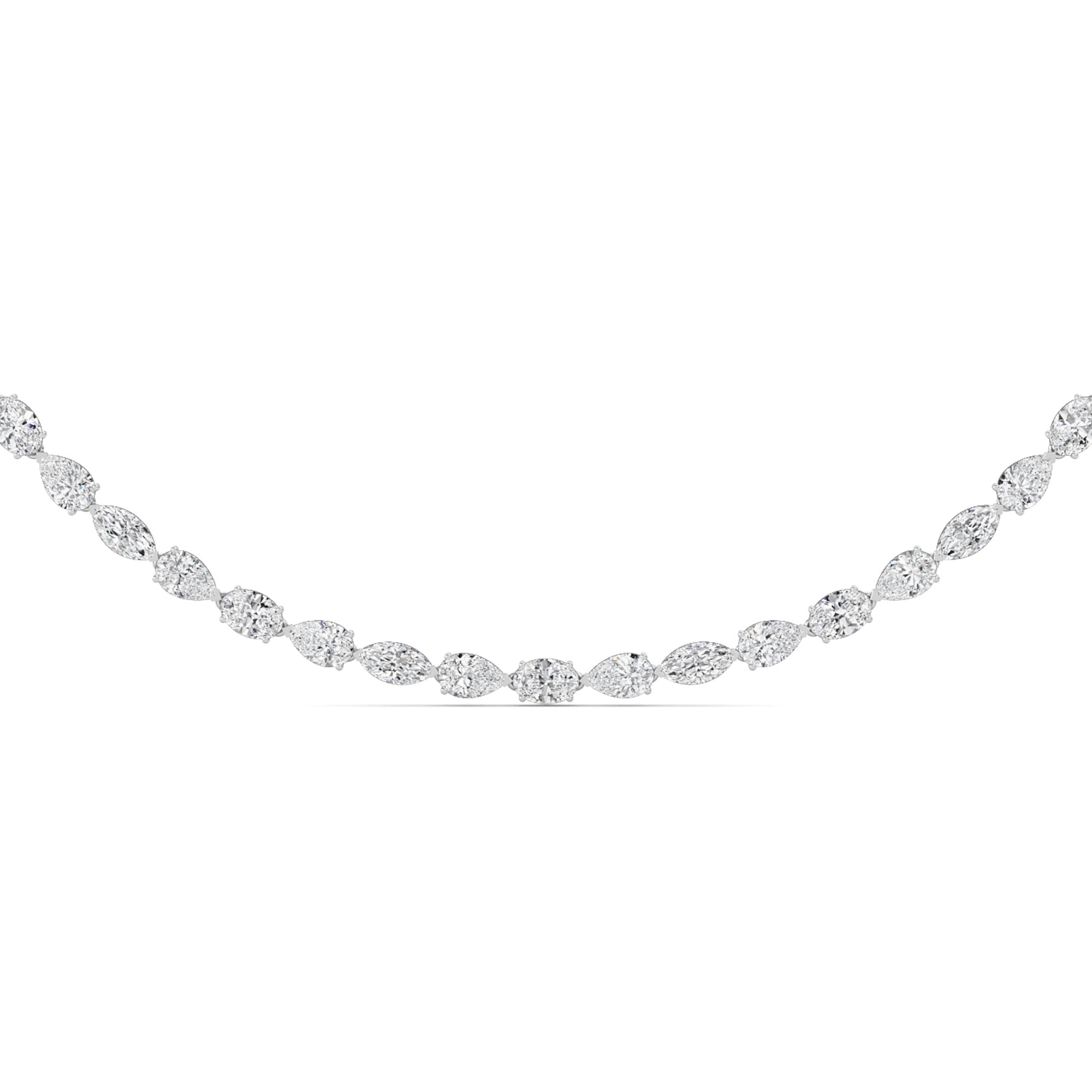 25.0ct Mix Shaped Lab Grown Diamond (F/VS ) Tennis Necklace in 14K White Gold