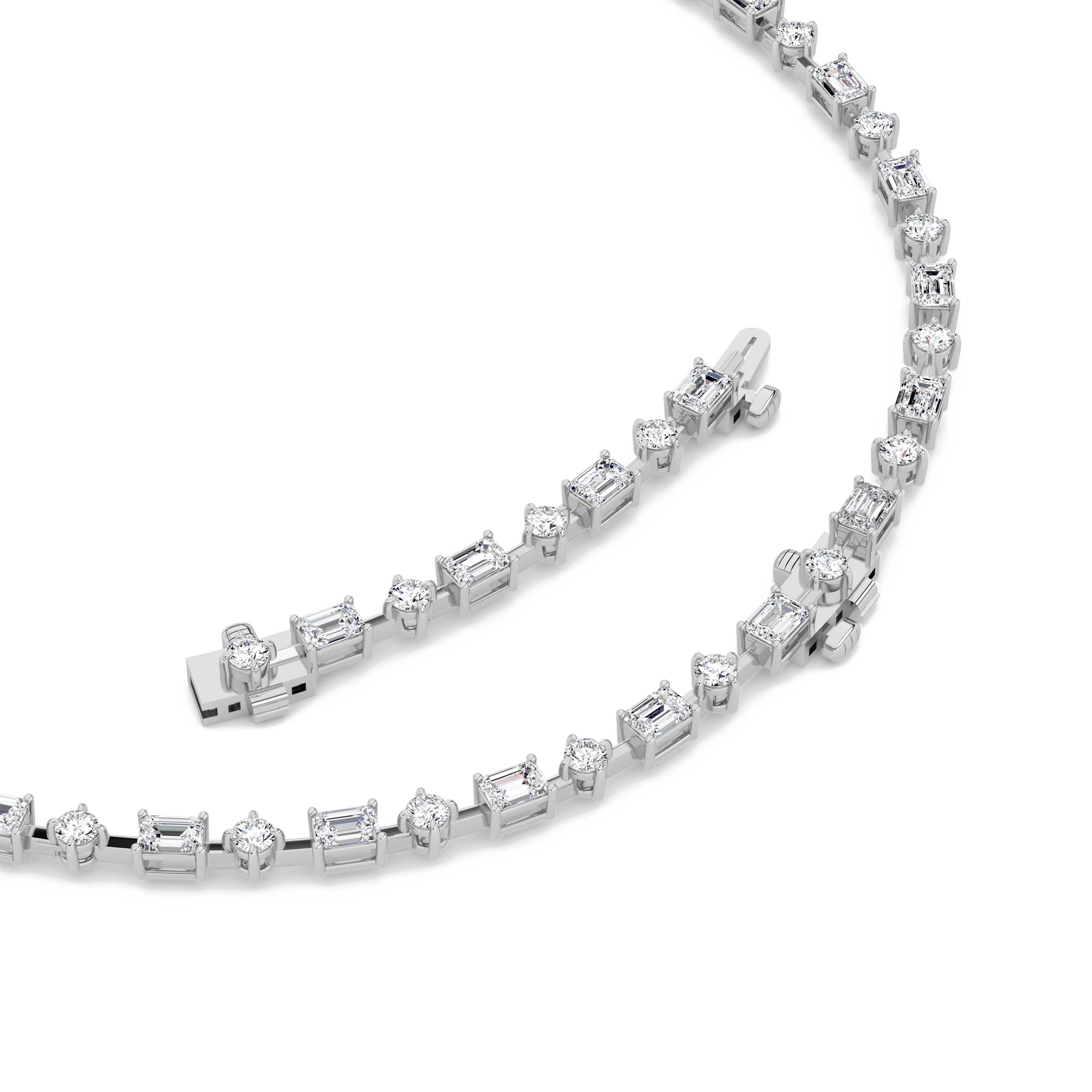 20.0 Ct Multi-Shape (F/VS) Lab Grown Diamond Prong 14K White Gold Classic Eternity Tennis Necklace