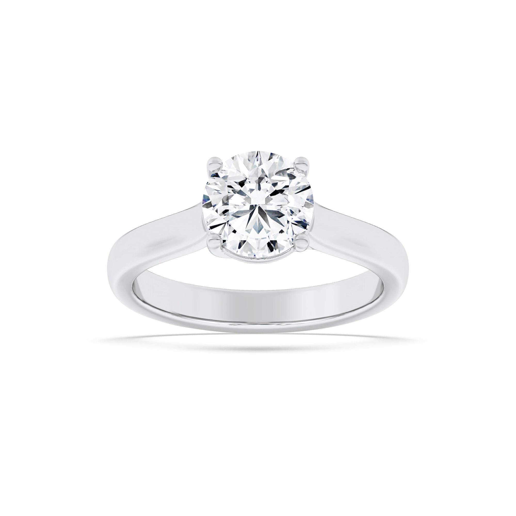 3Cttw Round Shaped Lab Grown Diamond (F/VS) PlainCathedral Trellis Shank Solitaire Engagement Ringin 14K Gold