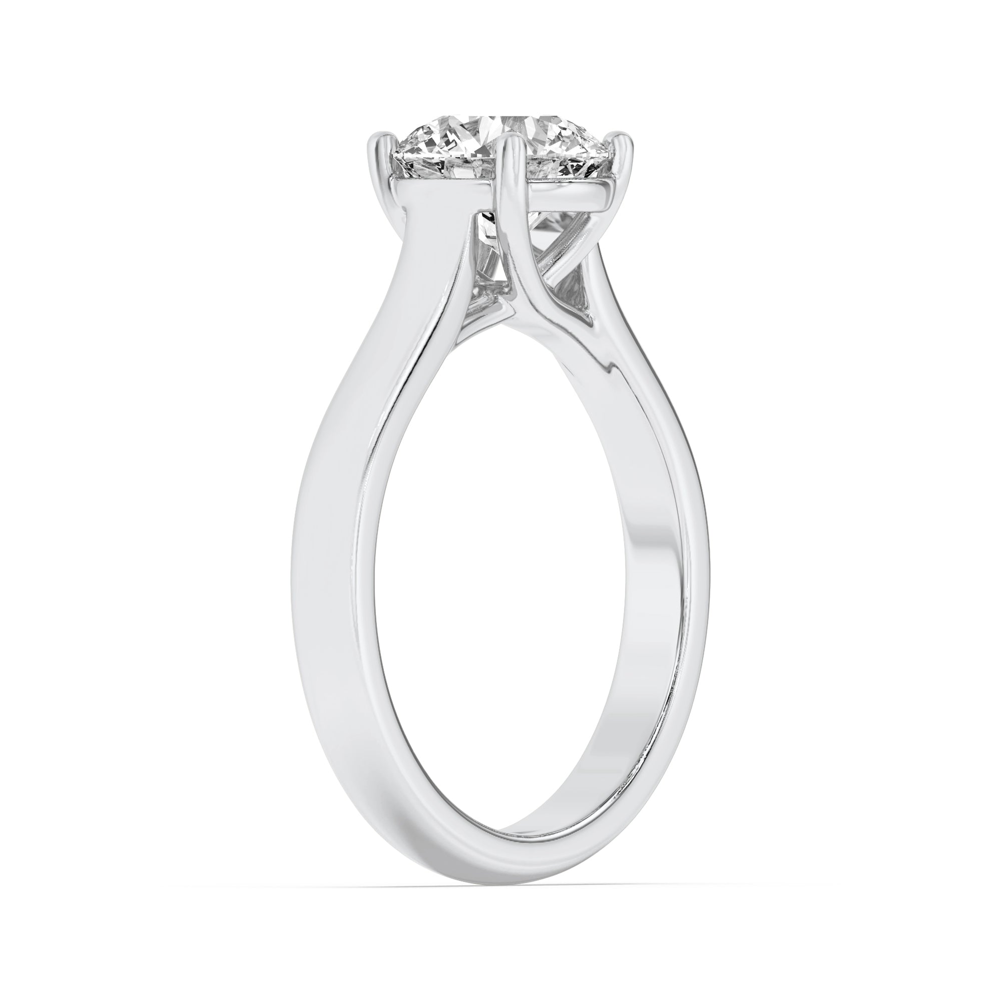 3Cttw Round Shaped Lab Grown Diamond (F/VS) PlainCathedral Trellis Shank Solitaire Engagement Ringin 14K Gold