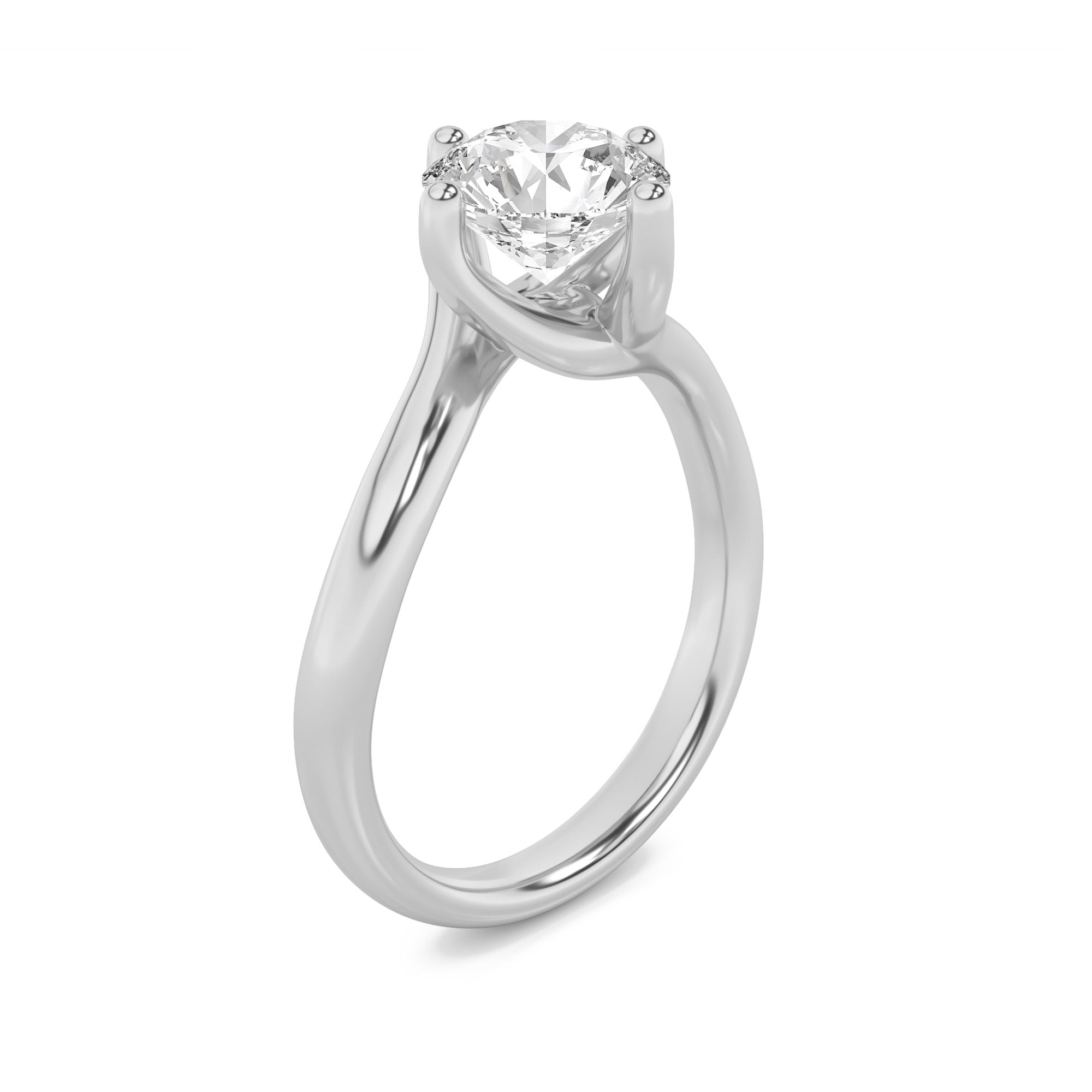 1Cttw Round Shaped Lab Grown Diamond (F/VVS) Bypass Shank Engagement Ring in 14K Gold