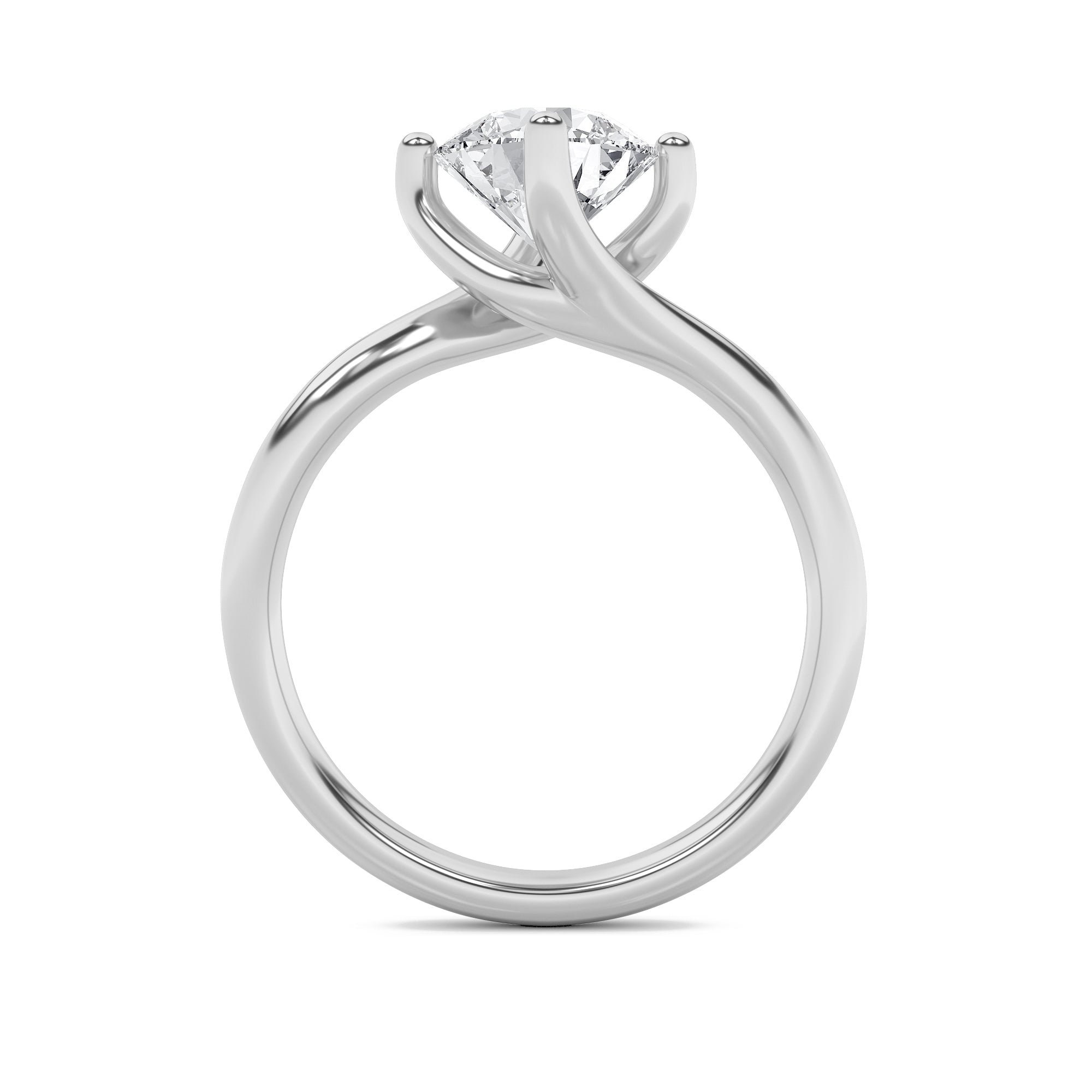 1Cttw Round Shaped Lab Grown Diamond (F/VVS) Bypass Shank Engagement Ring in 14K Gold