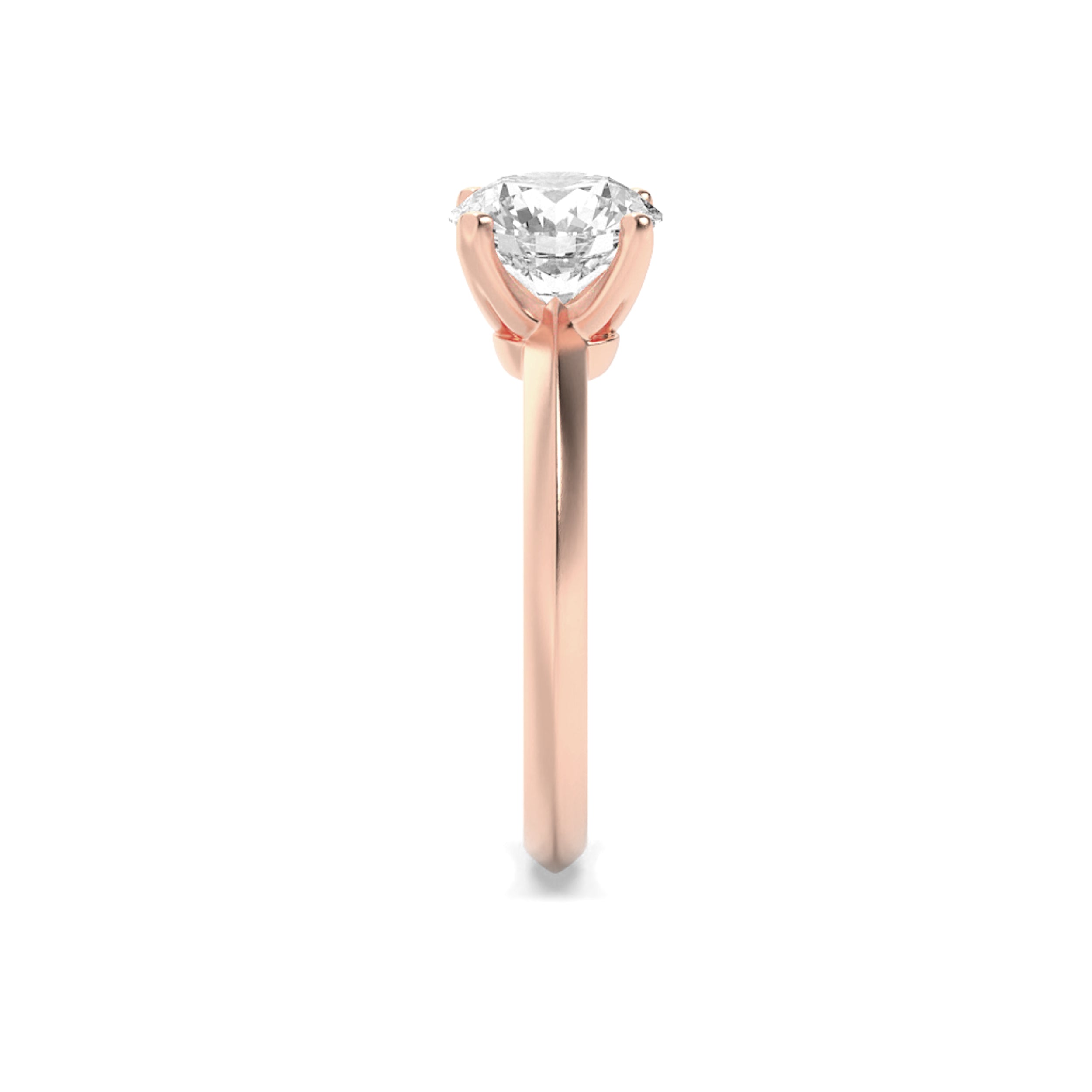 1Cttw Round Shaped Lab Grown Diamond (F/VS) KnifeEdge Shank Solitaire Engagement Ring in 14K Gold