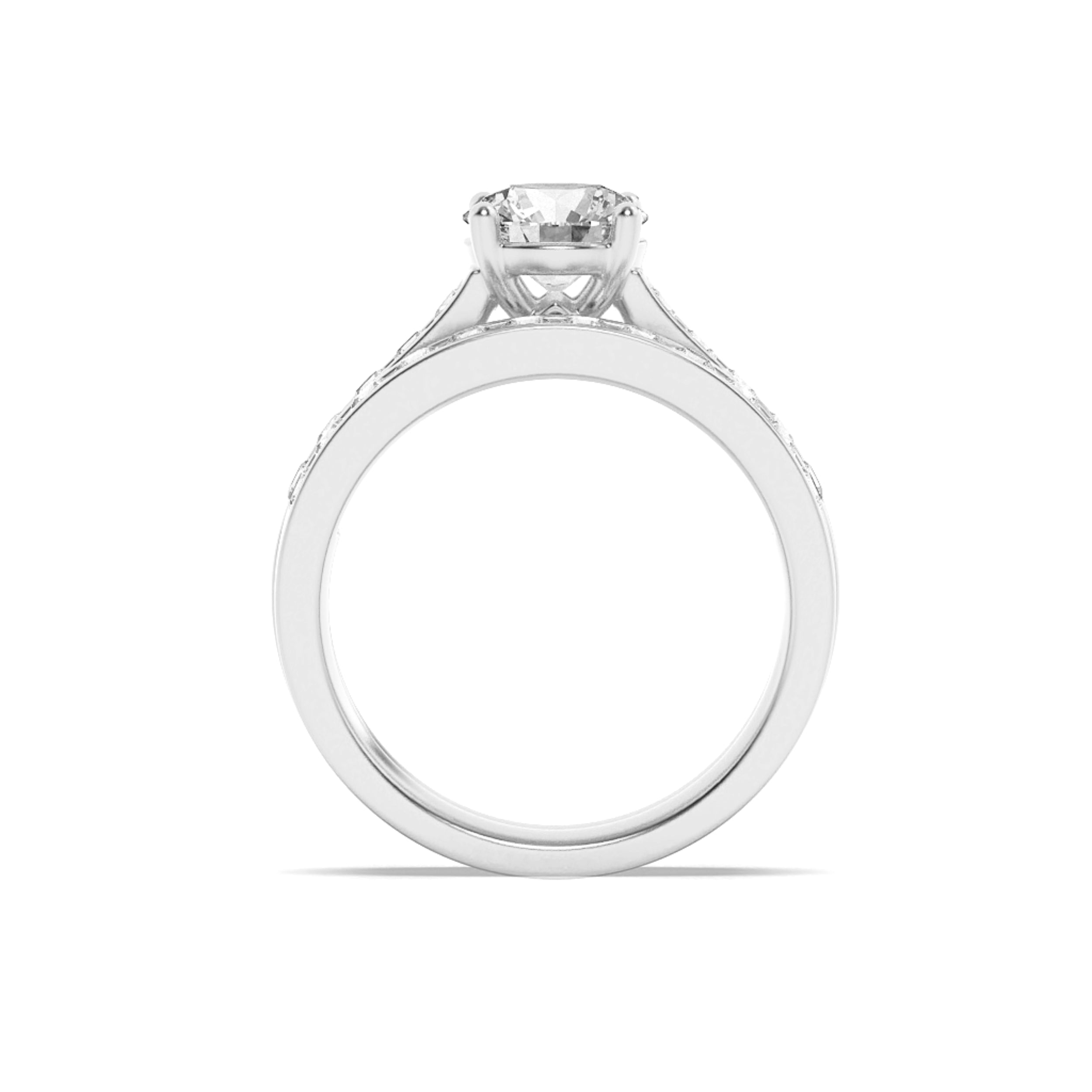 2Cttw Round Shaped Lab Grown Diamond (F/VS) Channel Set Bridal Engagement Ring in 14K Gold