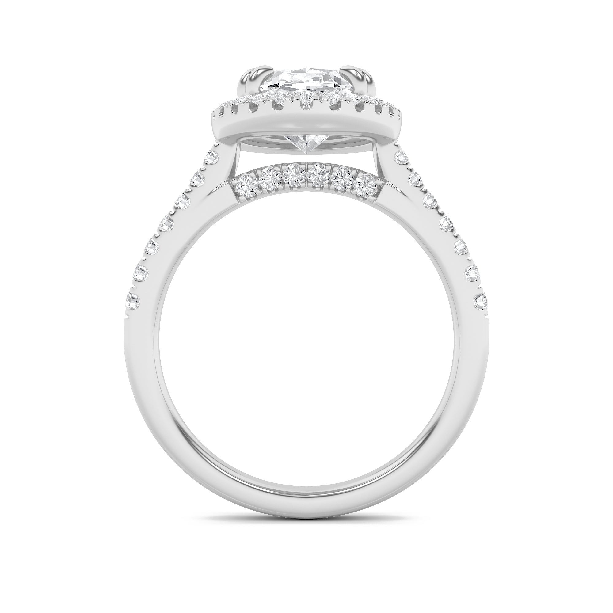 3Cttw Oval Shaped Lab Grown Diamond (F/VS) ClassicHalo Accented Engagement Ring in 14K Gold