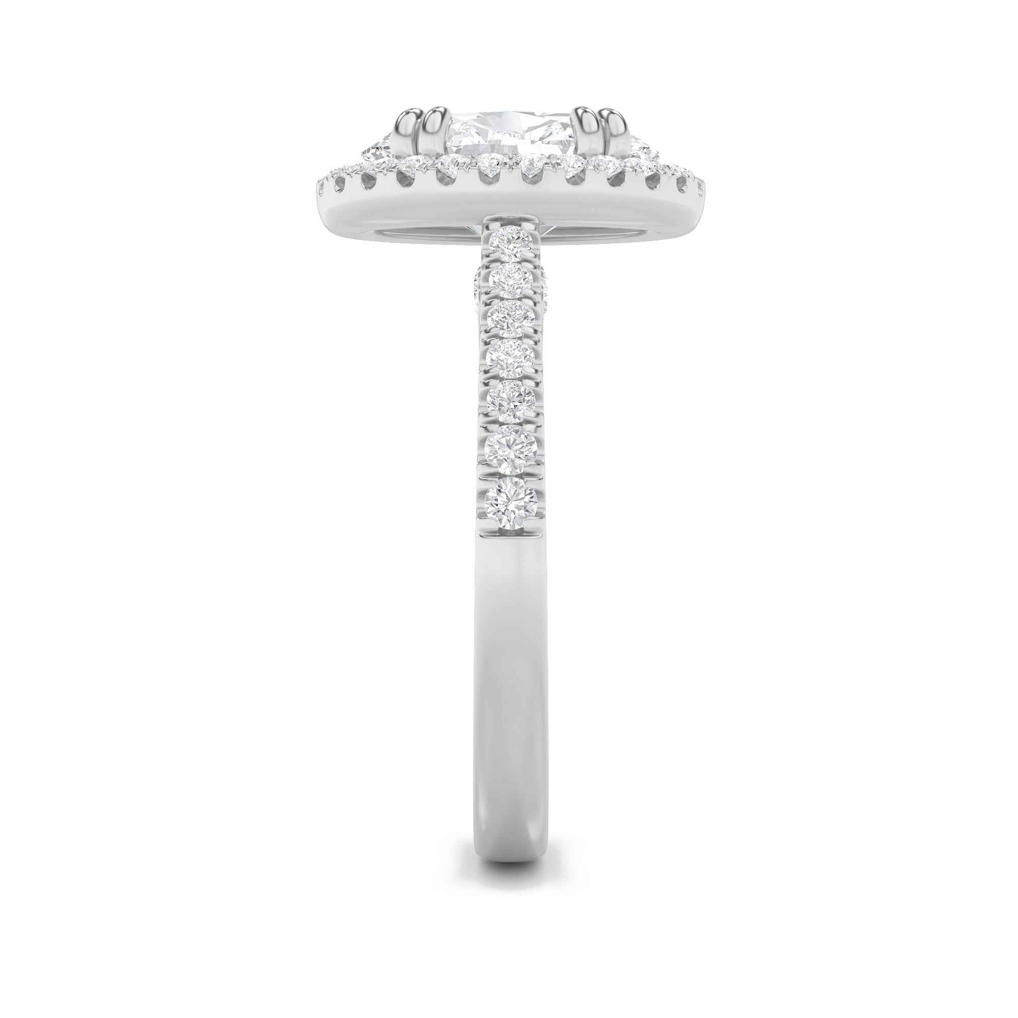 3Cttw Oval Shaped Lab Grown Diamond (F/VS) ClassicHalo Accented Engagement Ring in 14K Gold