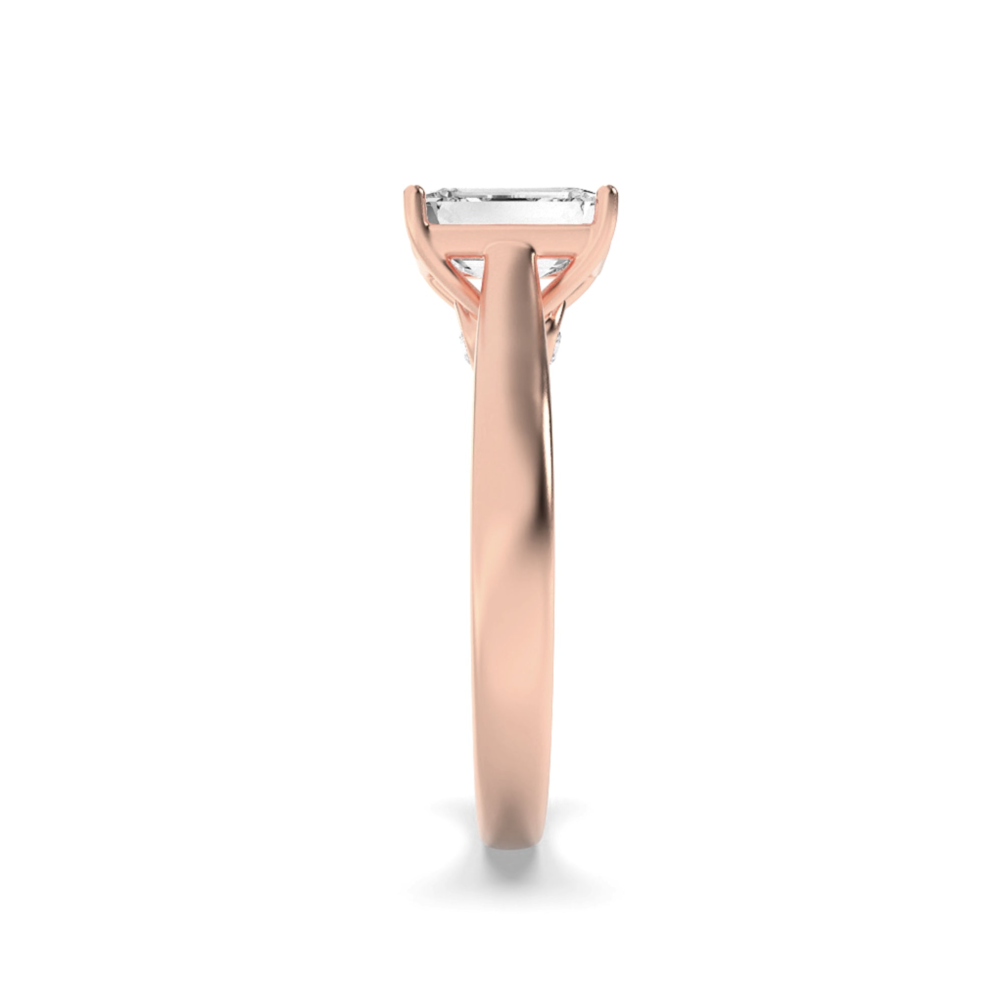 2Cttw Emerald Shaped Lab Grown Diamond (G/VS) Accented Bridge Shank Engagement Ring in 14K Gold