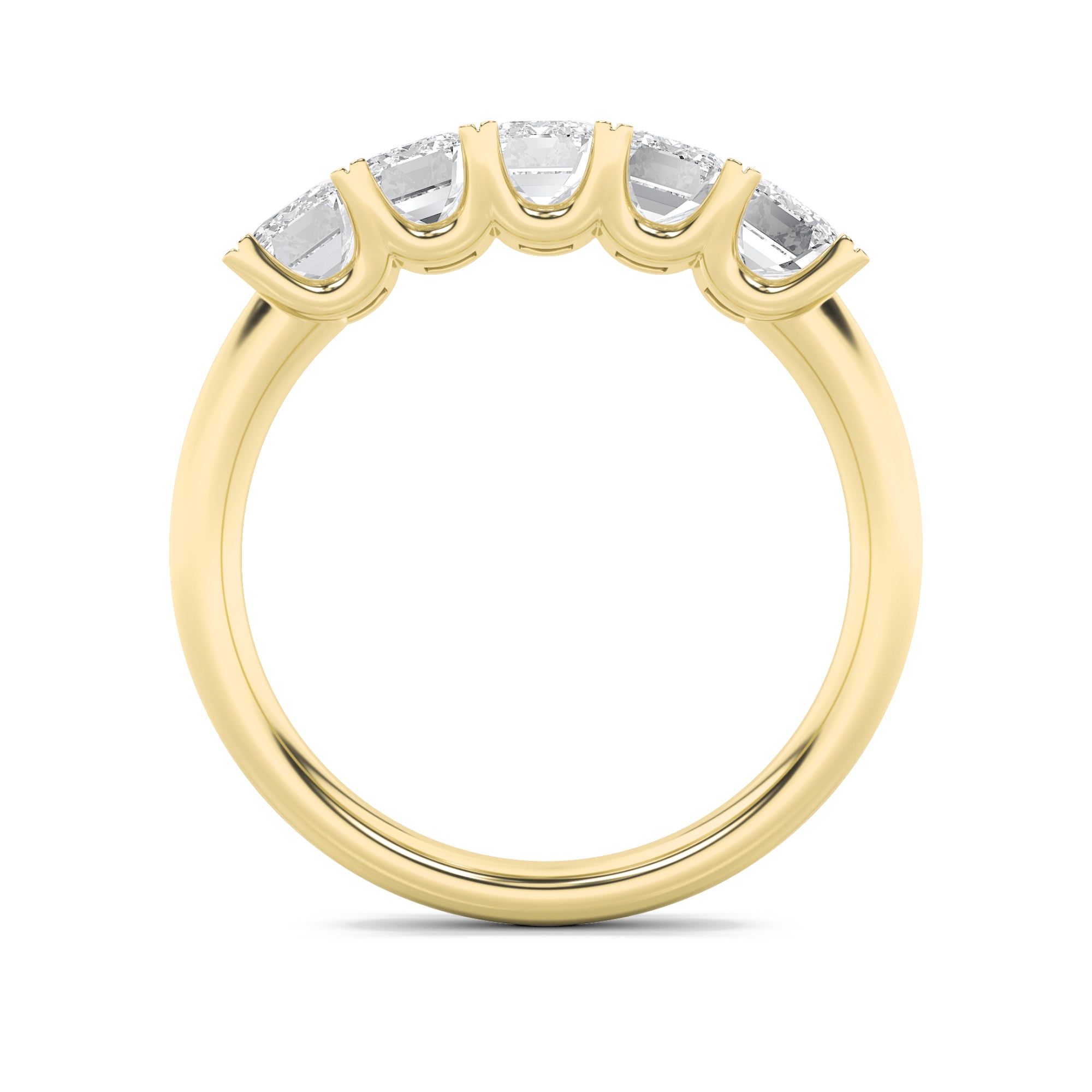 2Cttw Emerald Shaped Lab Grown Diamond (F/VS) FiveStone Band Ring in 14K Gold
