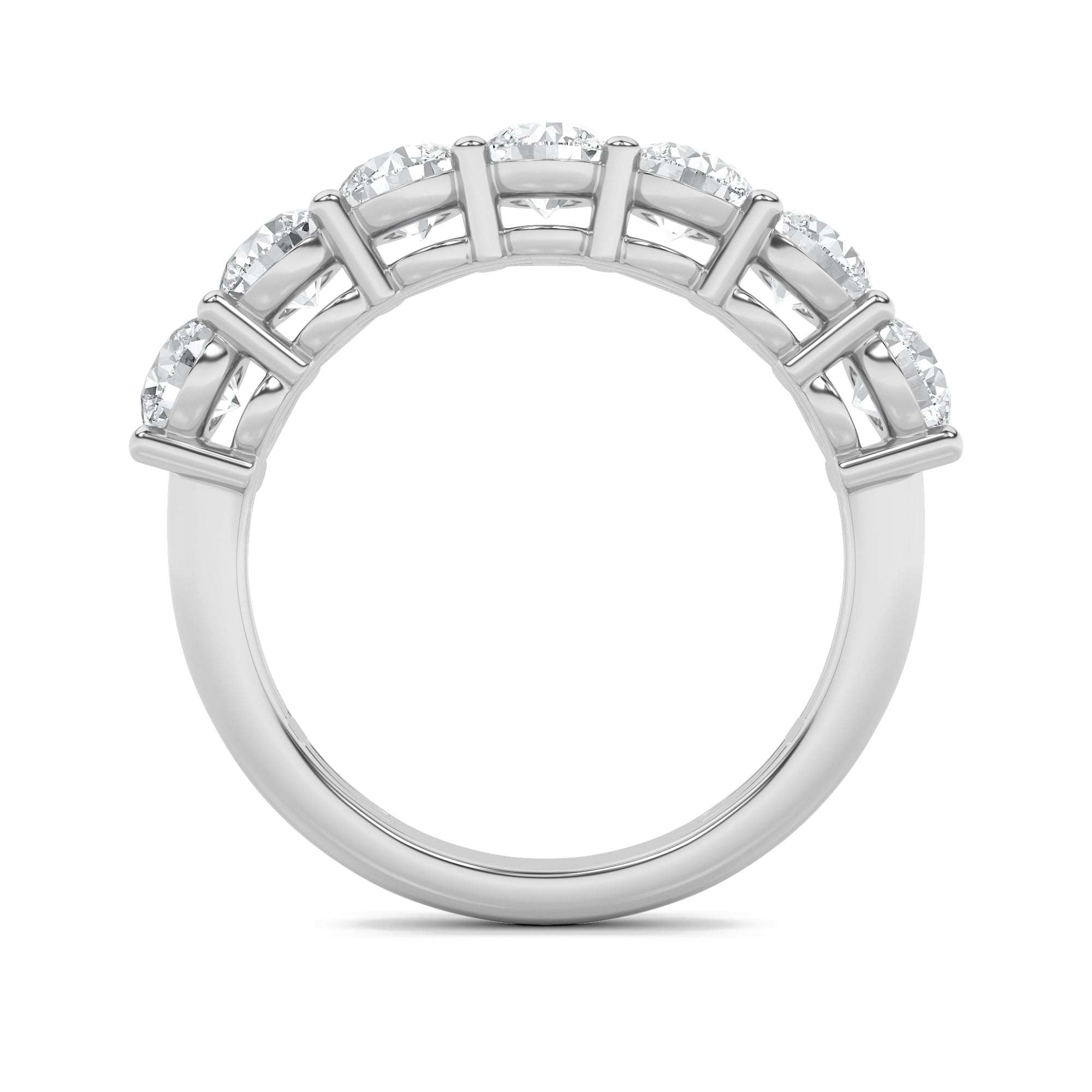 3Cttw Round Shaped Lab Grown Diamond (F/VS) SevenStone Band Ring in 14K Gold