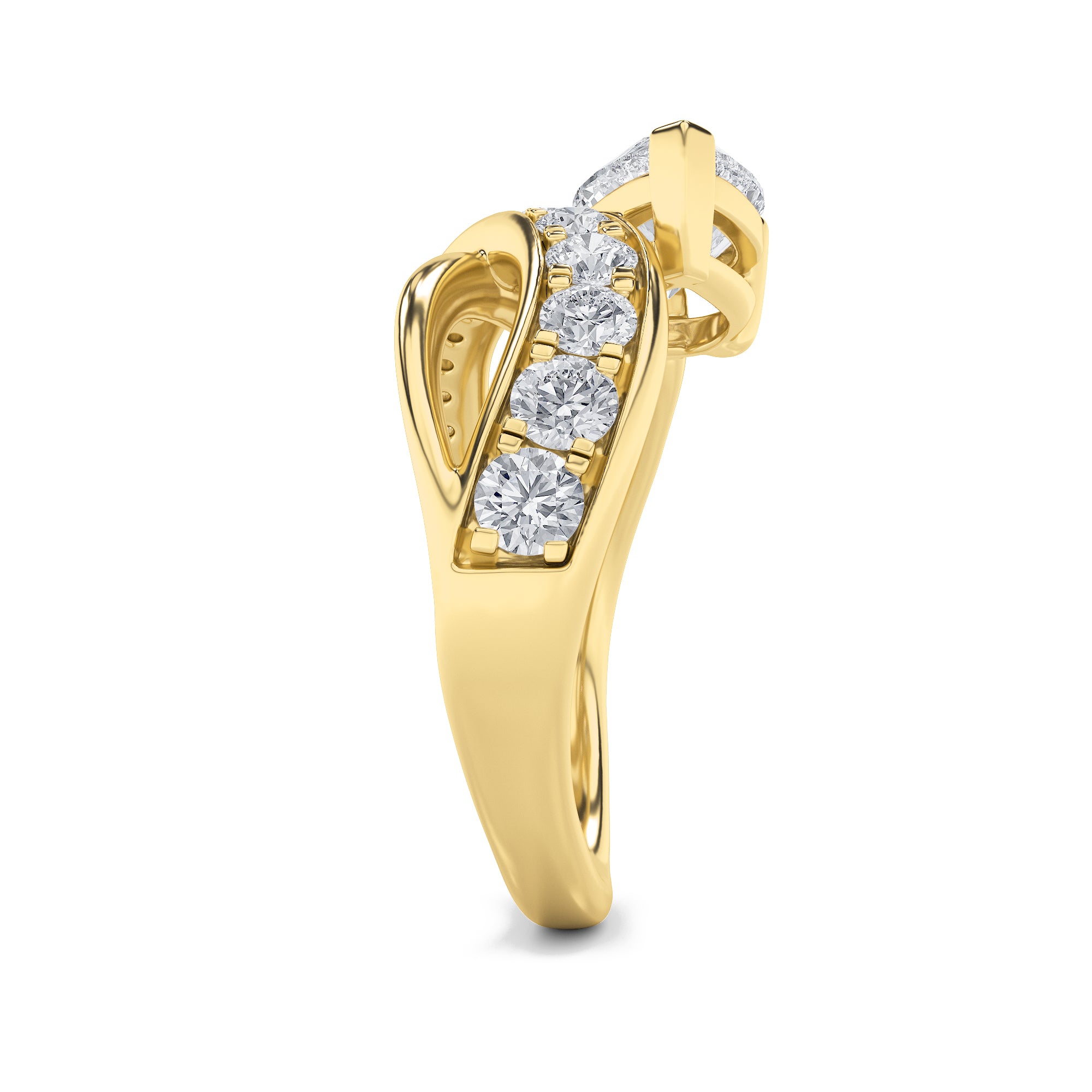 2Cttw Pear Shaped Lab Grown Diamond (F/VS) FashionAccentedEngagement Ring in 14K Gold
