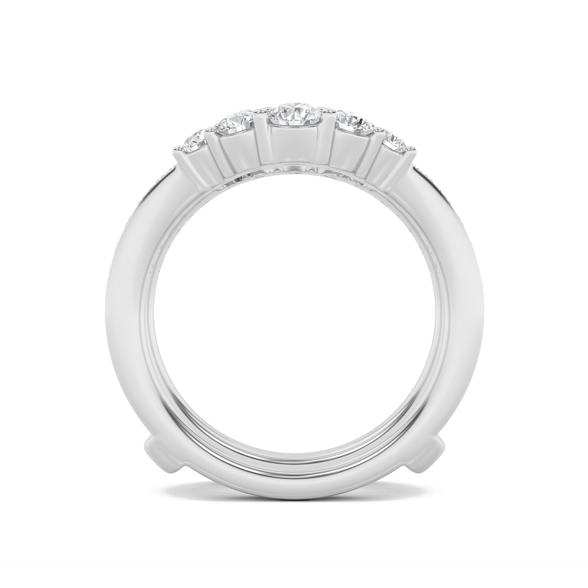 1Cttw Round Shaped Lab Grown Diamond (F/VS) InsertJacket Ring in 14K Gold