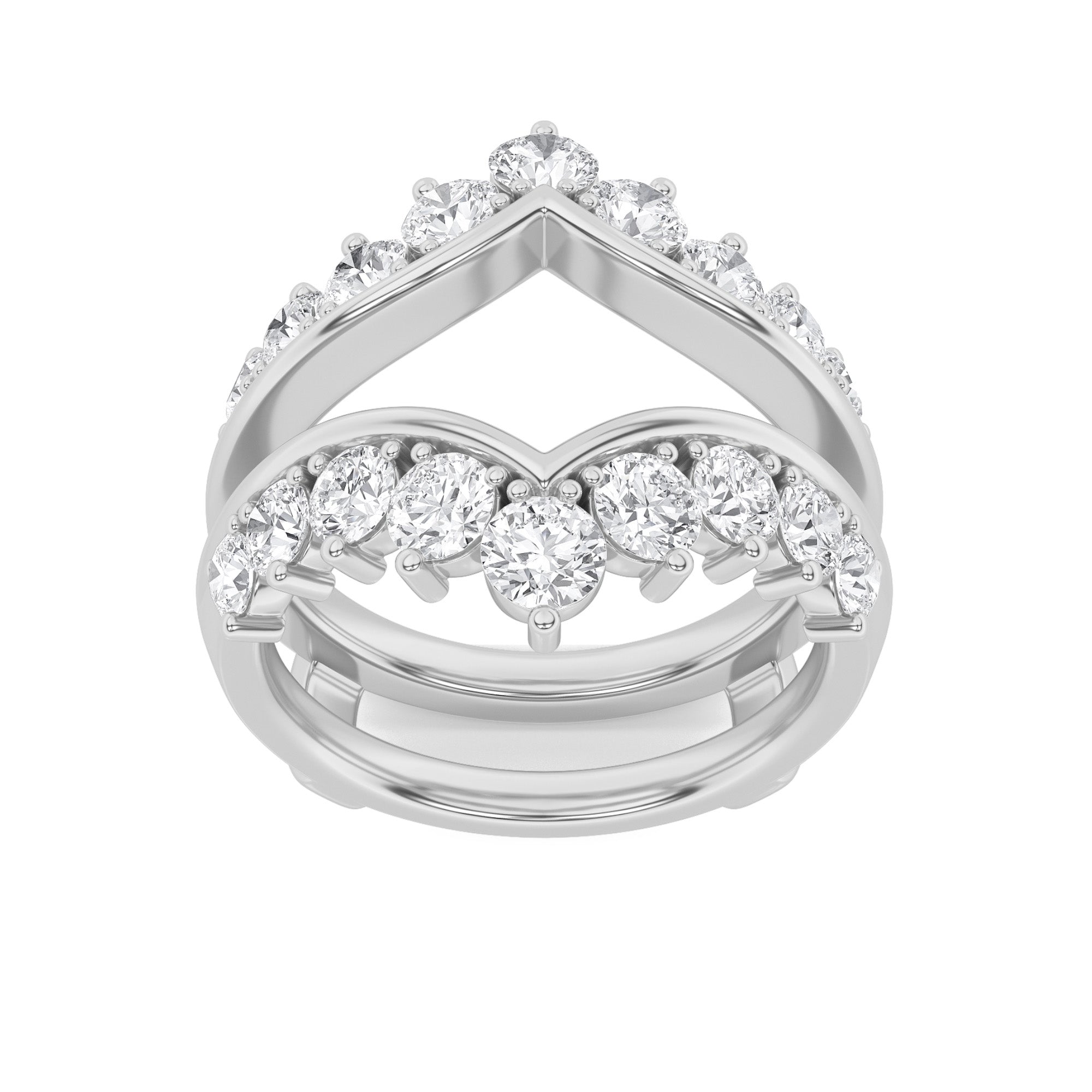 2Cttw Round Shaped Lab Grown Diamond (F/VS) InsertJacket Ring in 14K Gold