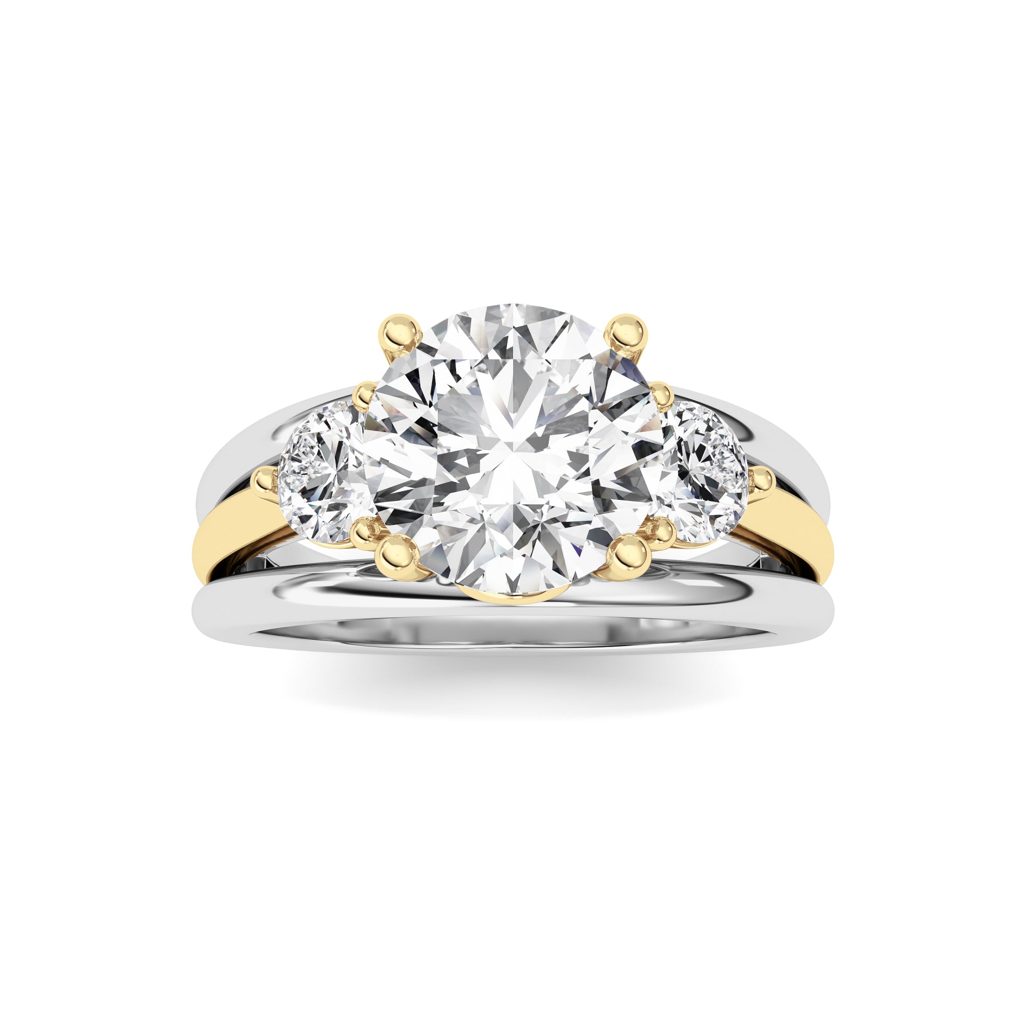 3Cttw Oval Shaped Lab Grown Diamond (F/VS) Two Tone Solitaire Engagement Ring in 14K Gold