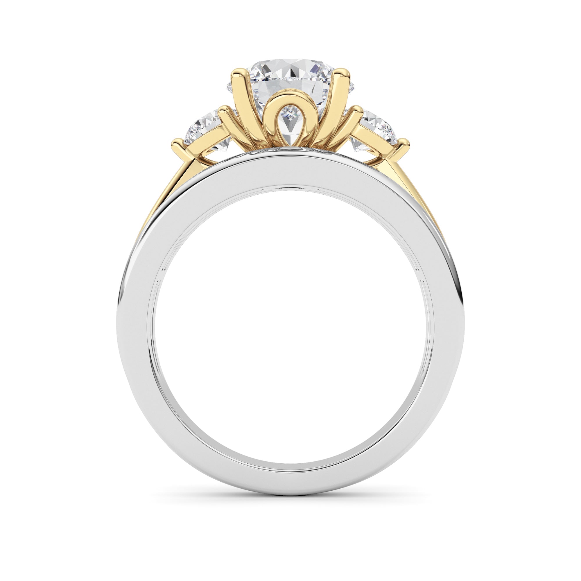 3Cttw Oval Shaped Lab Grown Diamond (F/VS) Two Tone Solitaire Engagement Ring in 14K Gold