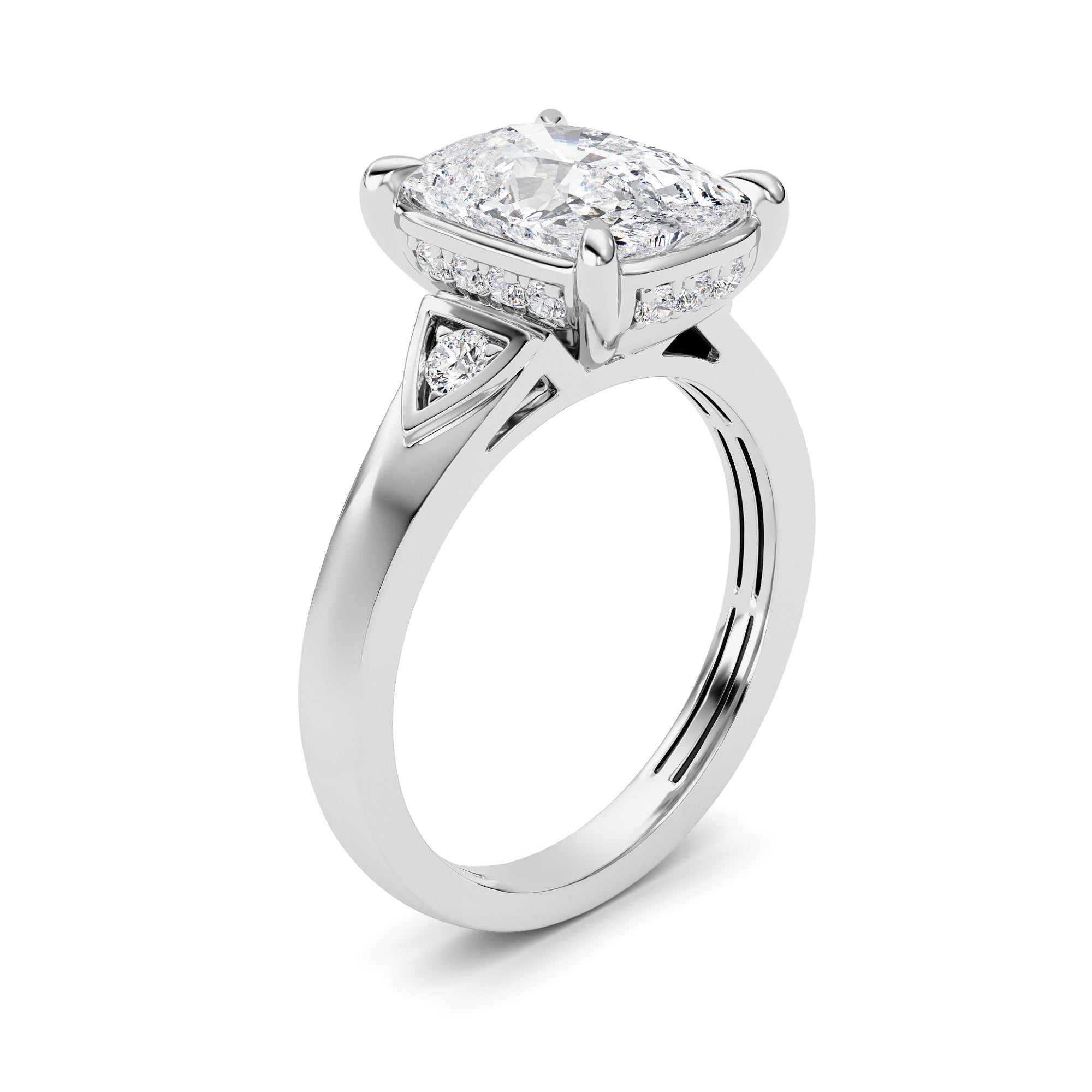 3.25Cttw ELongated Cushion Lab Grown Diamond (F/VS)Ring in 14K Gold