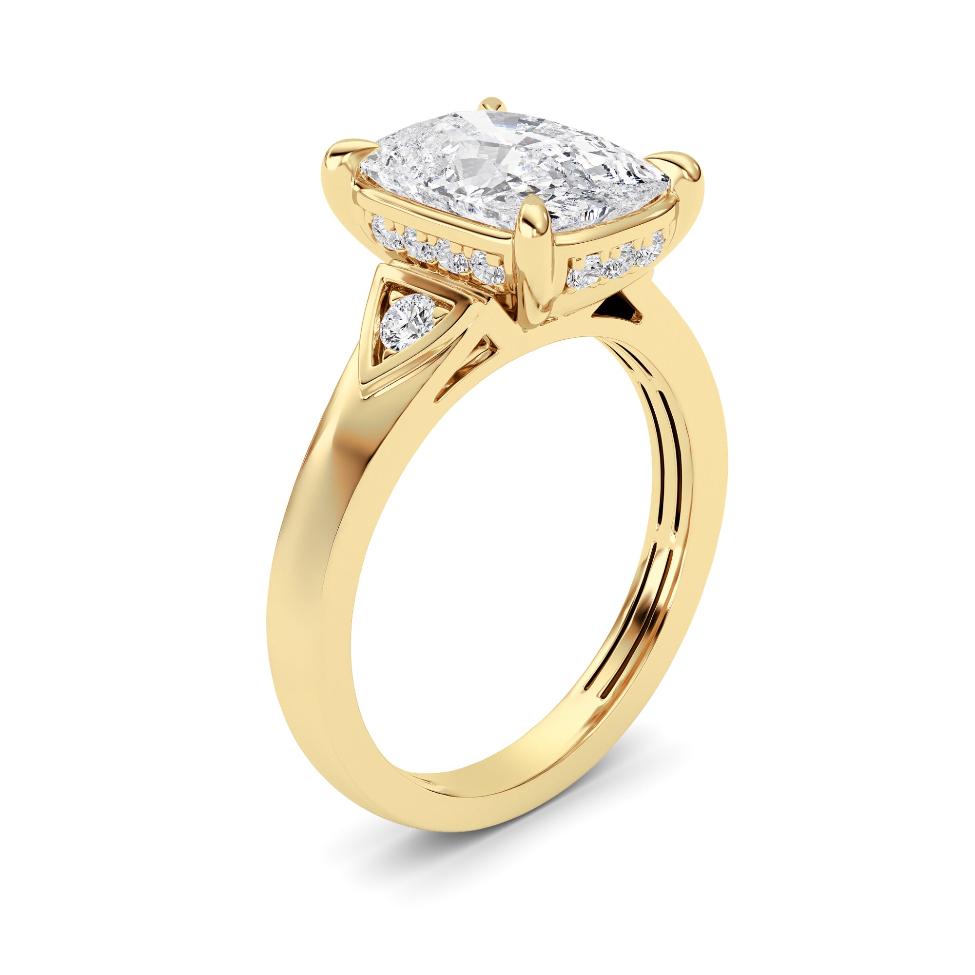 3.25Cttw ELongated Cushion Lab Grown Diamond (F/VS)Ring in 14K Gold