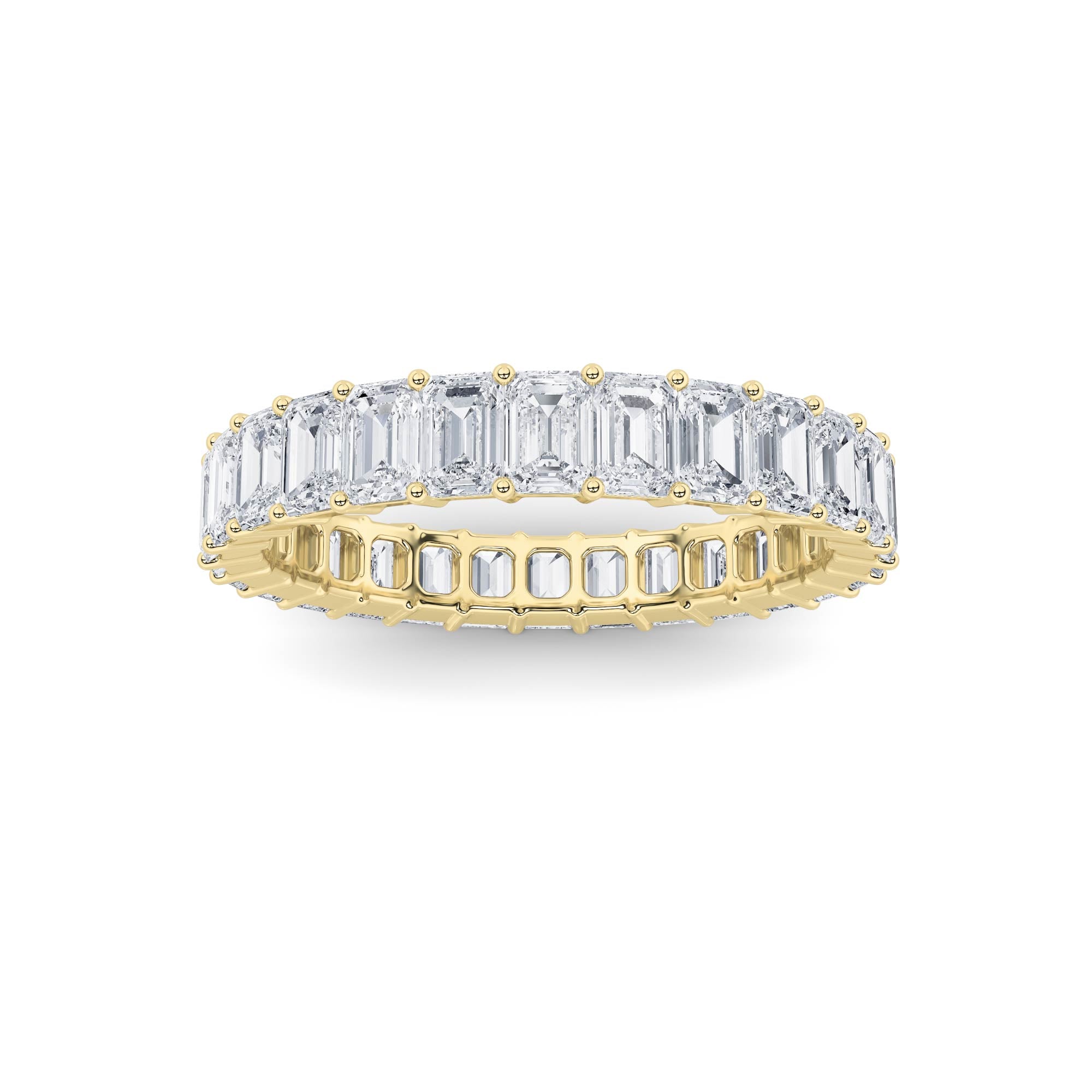 3.35Cttw Emerald Shaped Lab Grown Diamond Split Prong Eternity Ring in 14K Gold (F/VS)
