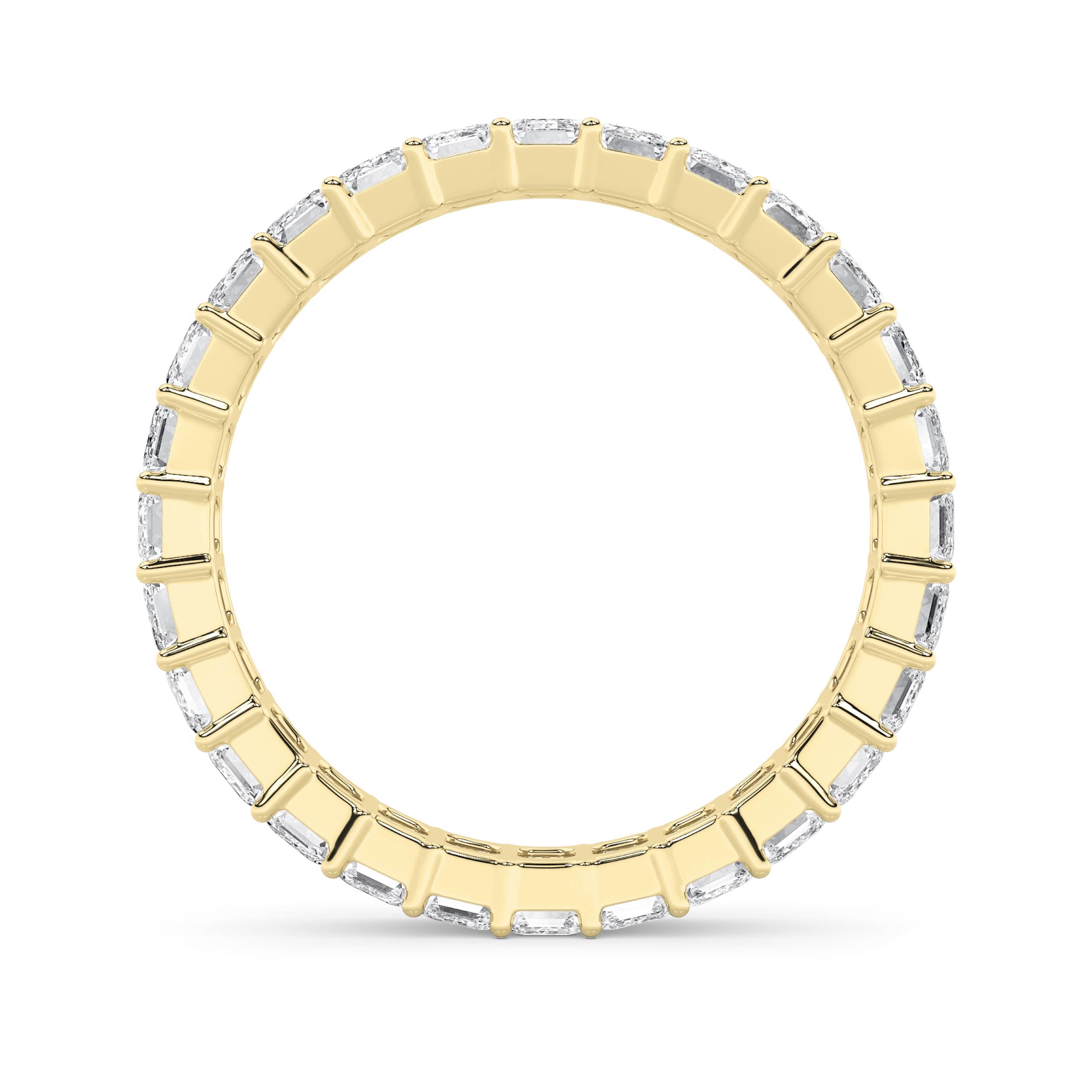3.35Cttw Emerald Shaped Lab Grown Diamond Split Prong Eternity Ring in 14K Gold (F/VS)