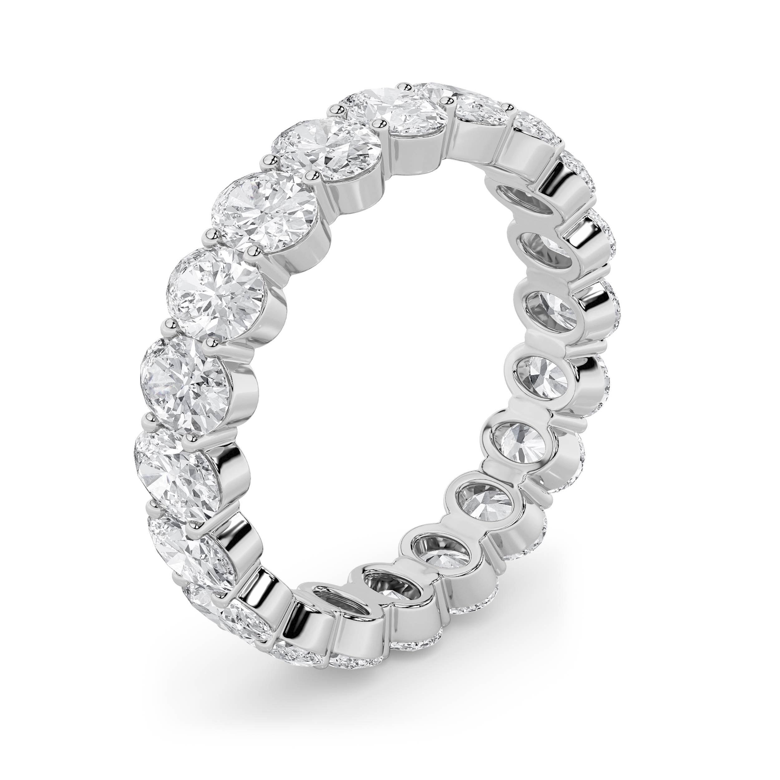 4Cttw Oval Shaped Lab Grown Diamond Split Prong Eternity Ring in 14K Gold (F/VS)