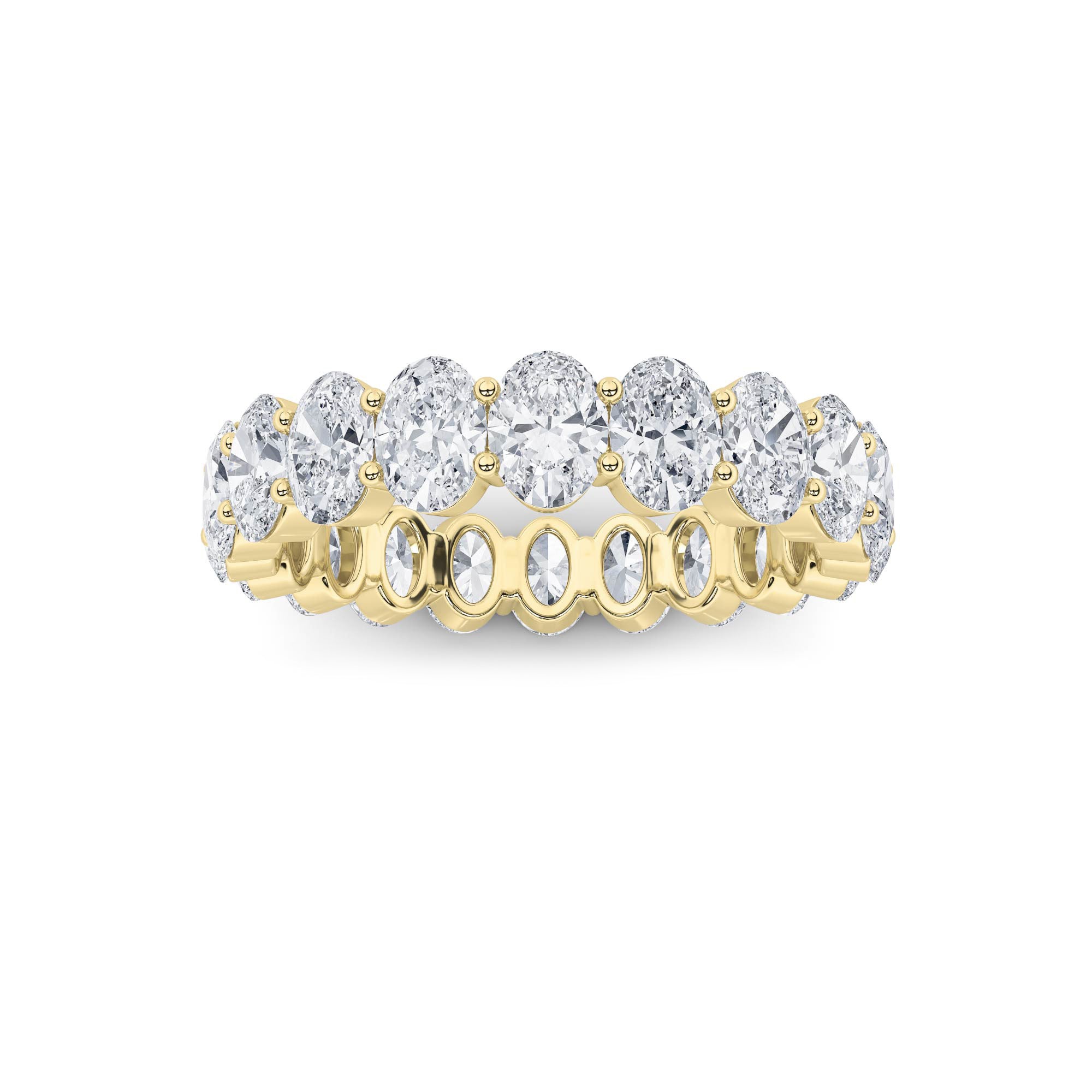 4Cttw Oval Shaped Lab Grown Diamond Split Prong Eternity Ring in 14K Gold (F/VS)