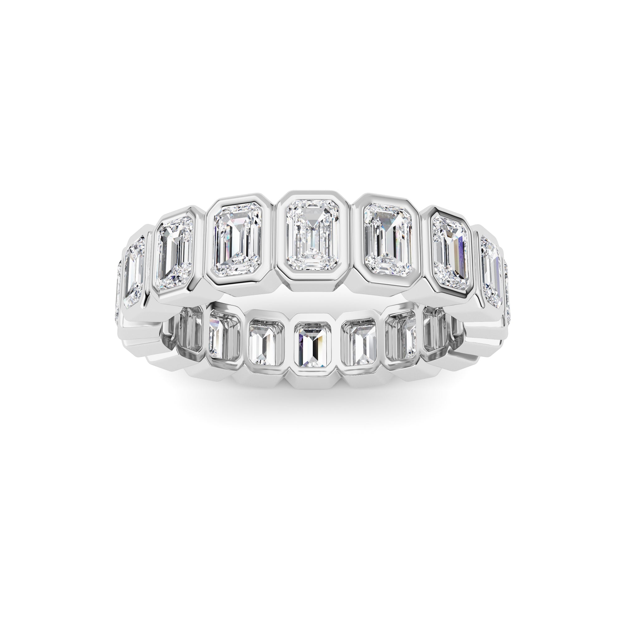 2.2Cttw Emerald Shaped Lab Grown Diamond (F/VS) Eternity Band Ring in 14K Gold