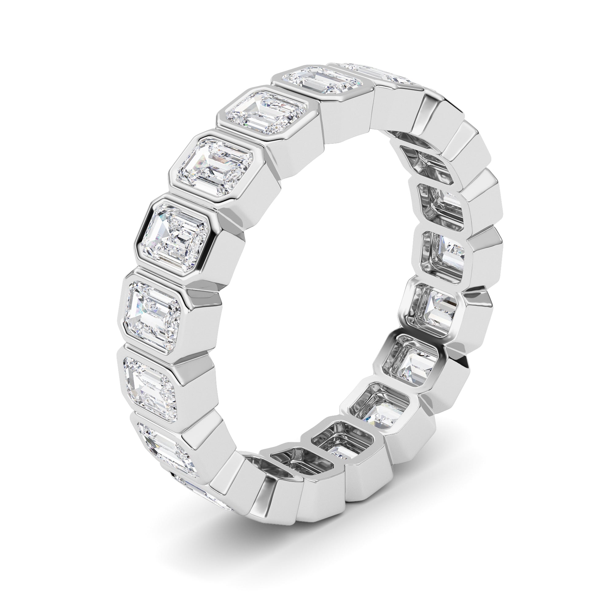 2.2Cttw Emerald Shaped Lab Grown Diamond (F/VS) Eternity Band Ring in 14K Gold