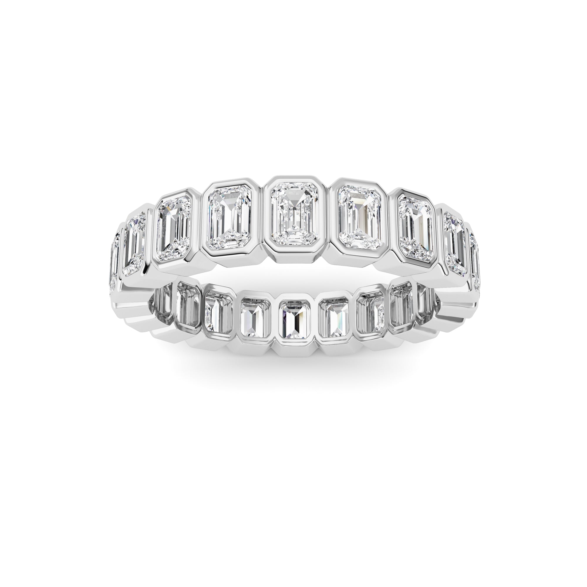 3.00Cttw Emerald Shaped Lab Grown Diamond (F/VS) Eternity Band Ring in 14K Gold