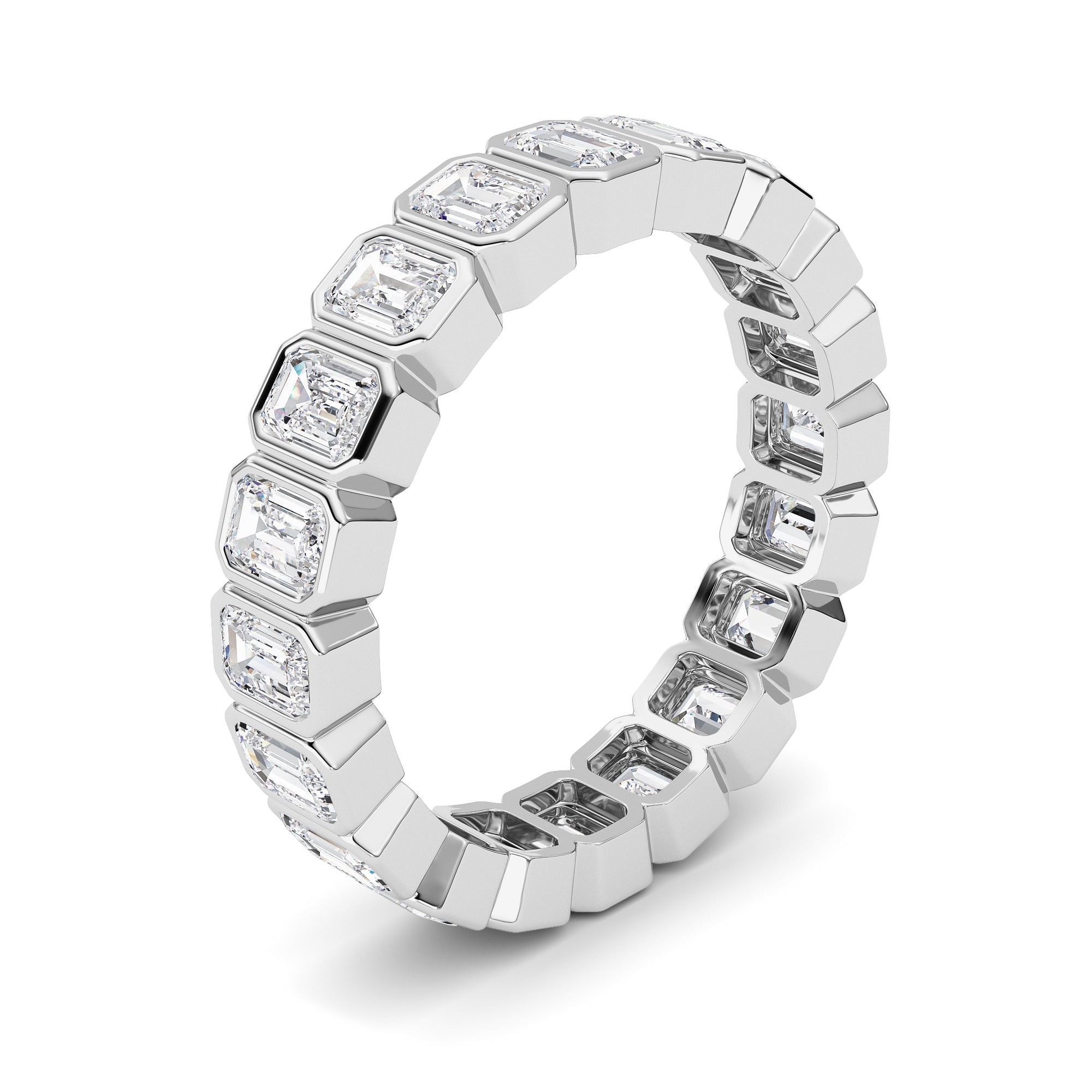 3.00Cttw Emerald Shaped Lab Grown Diamond (F/VS) Eternity Band Ring in 14K Gold