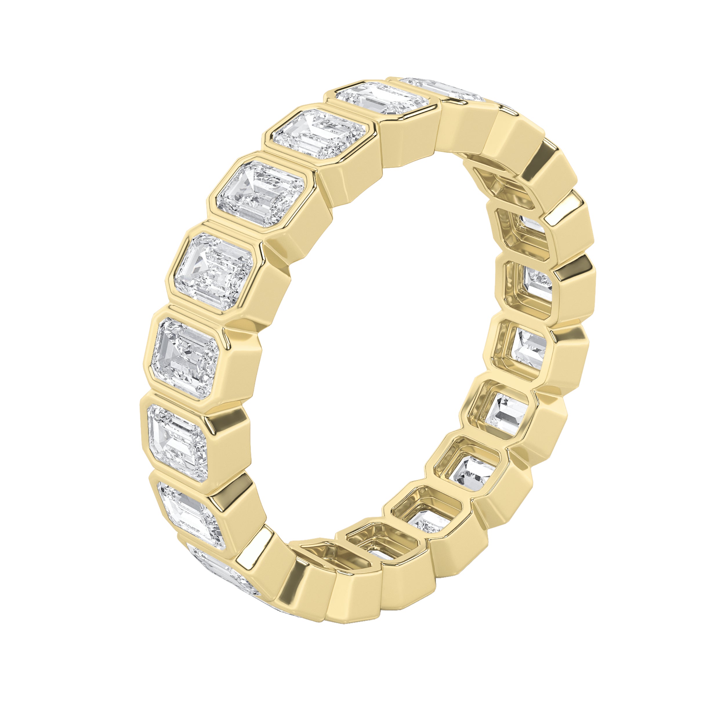 3.25Cttw Emerald Shaped Lab Grown Diamond (F/VS) Eternity Band Ring in 14K Gold