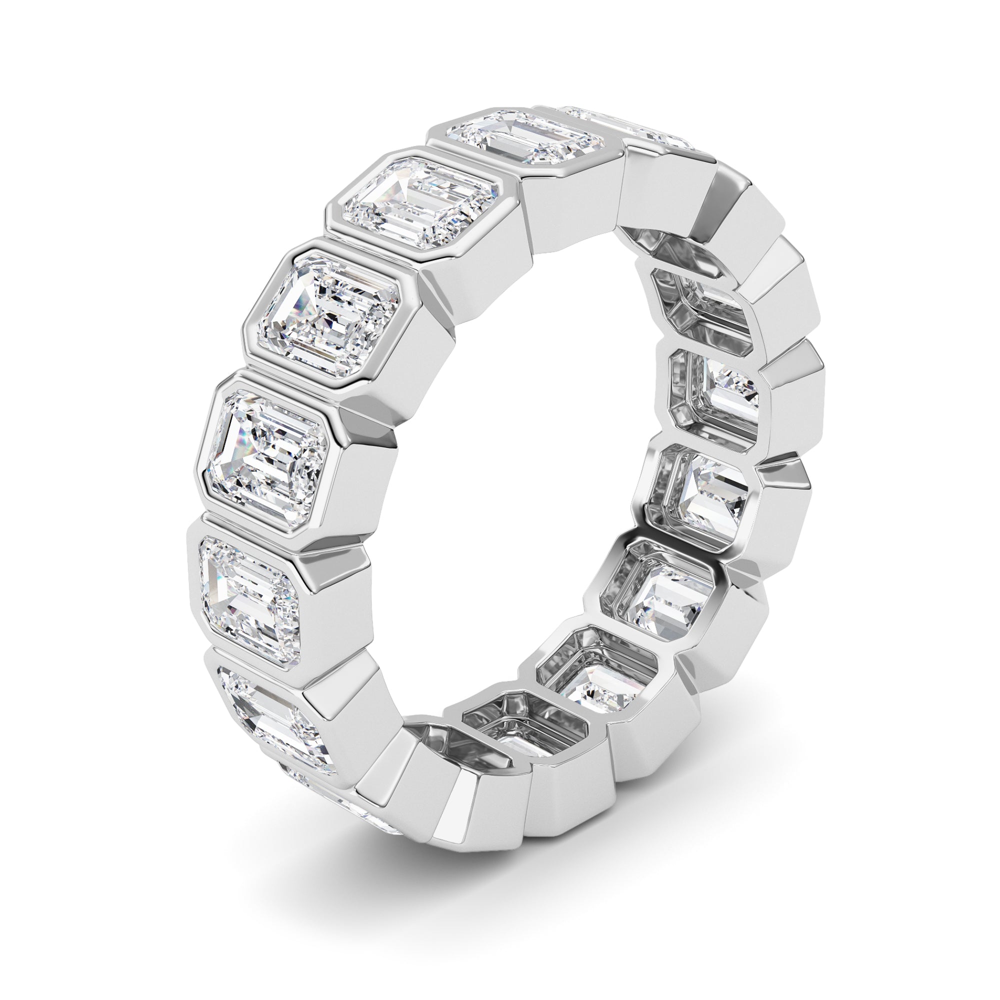4Cttw Emerald Shaped Lab Grown Diamond (F/VS) Eternity Band Ring in 14K Gold