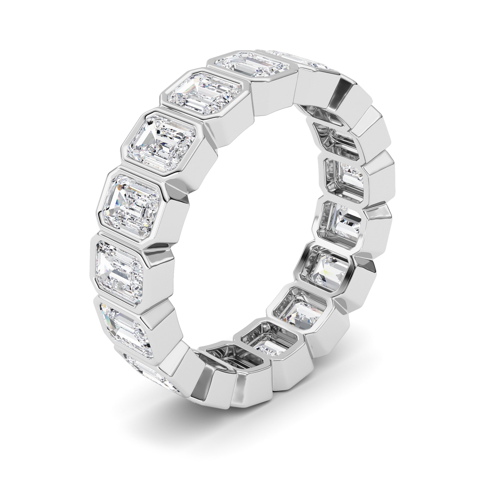 4.25Cttw Emerald Shaped Lab Grown Diamond (F/VS) Eternity Band Ring in 14K Gold