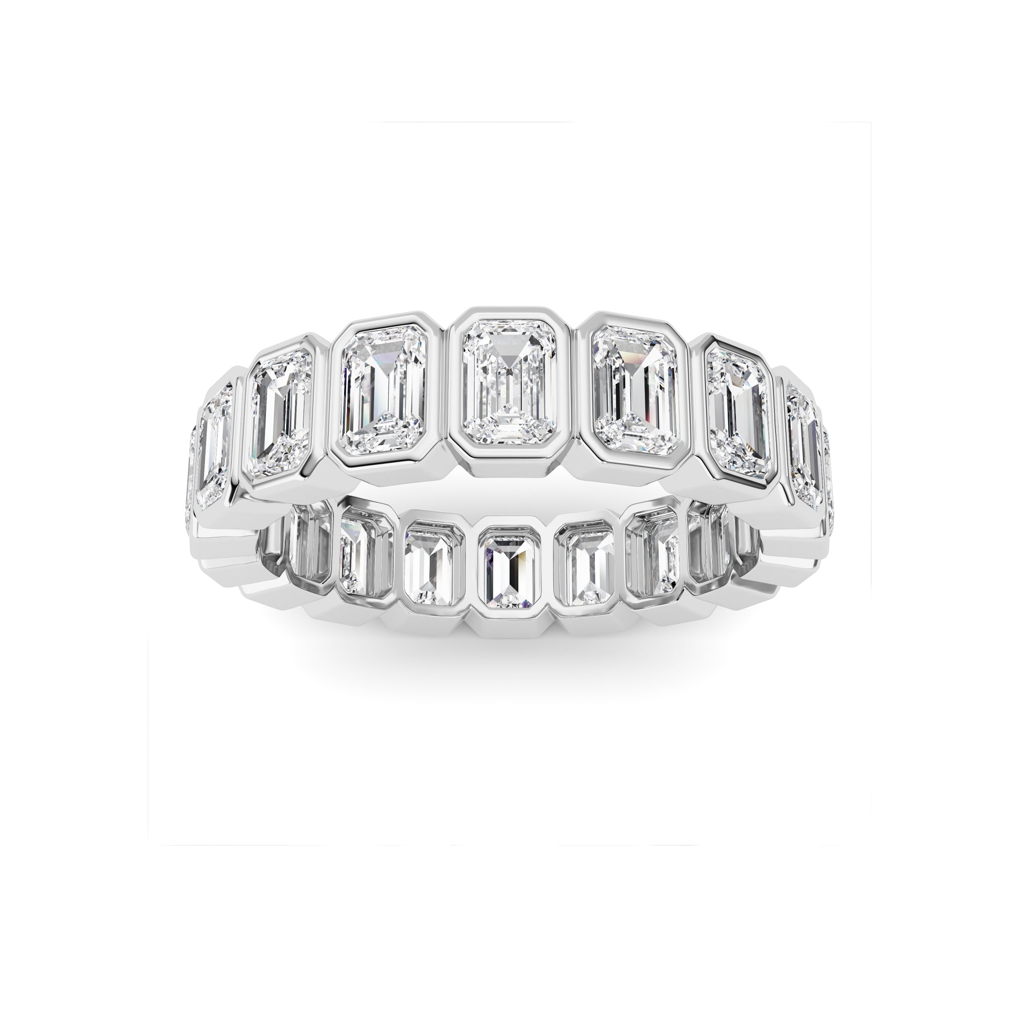 4.5Cttw Emerald Shaped Lab Grown Diamond (F/VS) Eternity Band Ring in 14K Gold