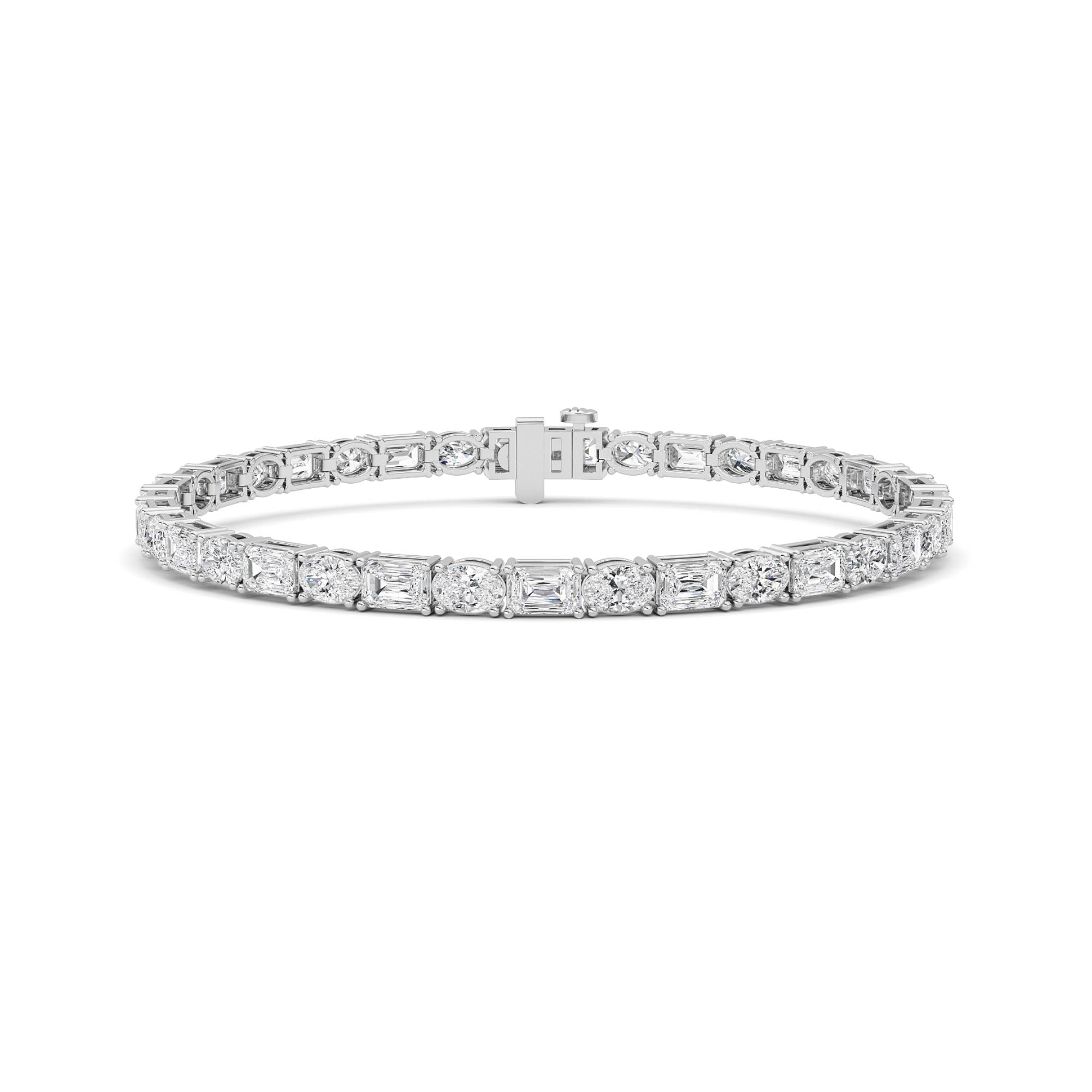 Emerald And Round Lab Grown Diamond (F/VS )Bracelet in 14K Gold
