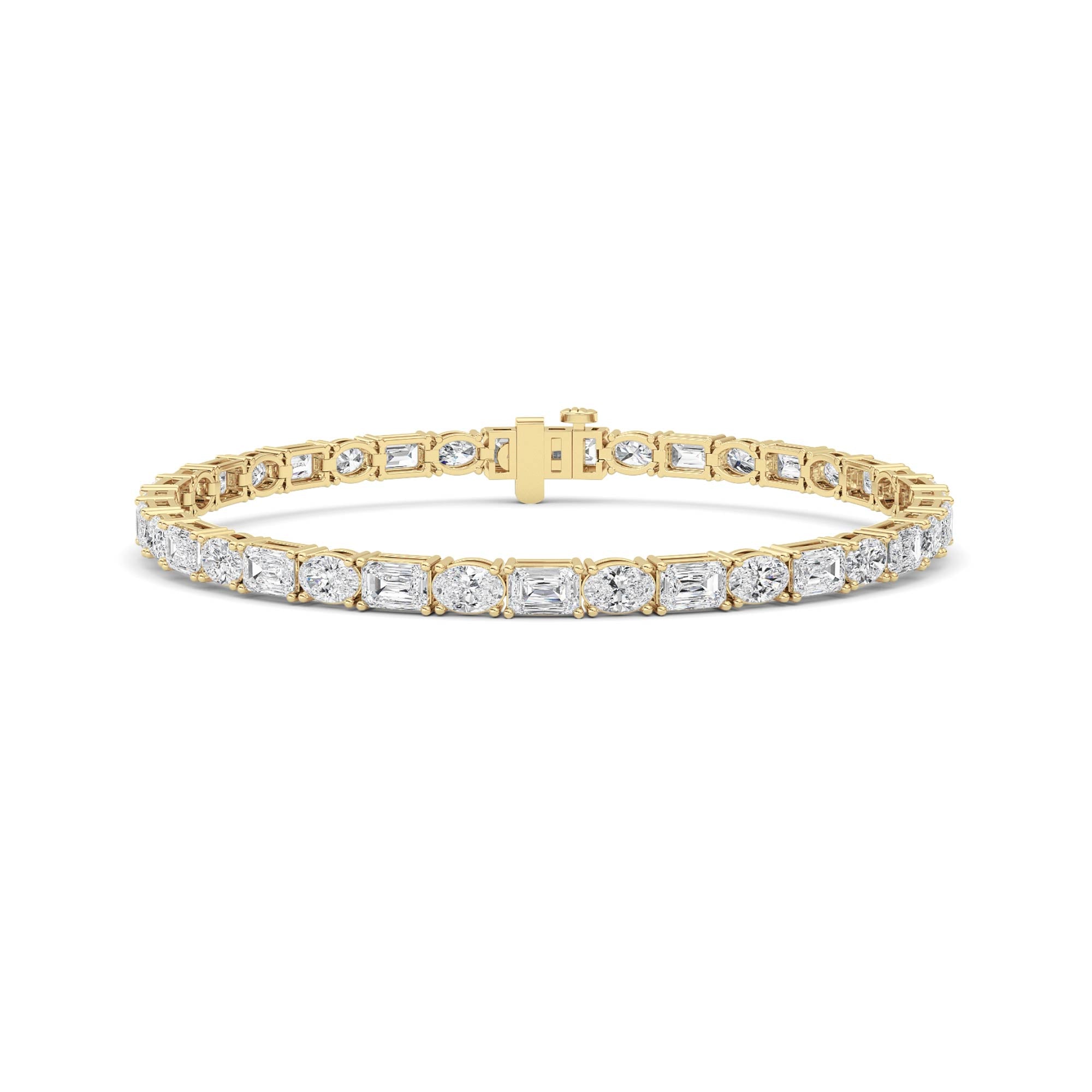 Emerald And Round Lab Grown Diamond (F/VS )Bracelet in 14K Gold