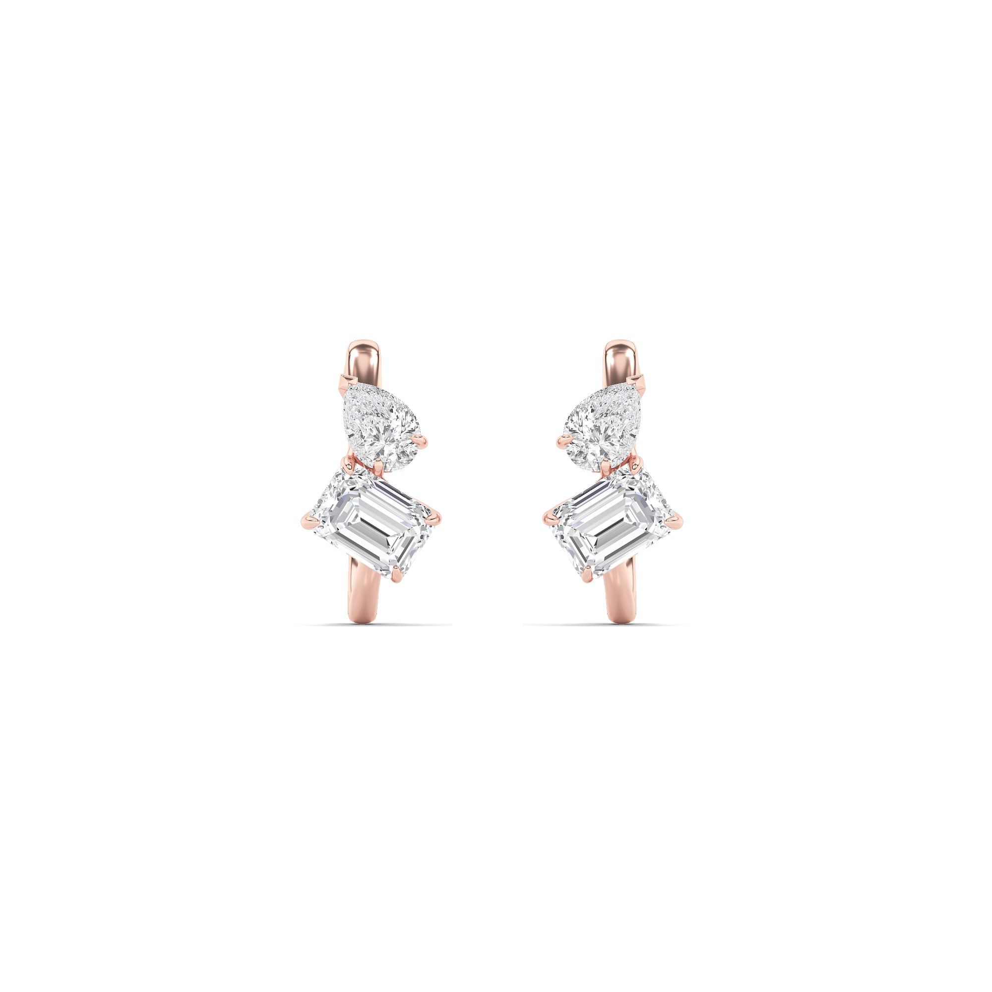 3Cttw Mixed Shaped Lab Grown Diamond (F/VS) Toi etMoi Fashion Earrings in 14K Gold