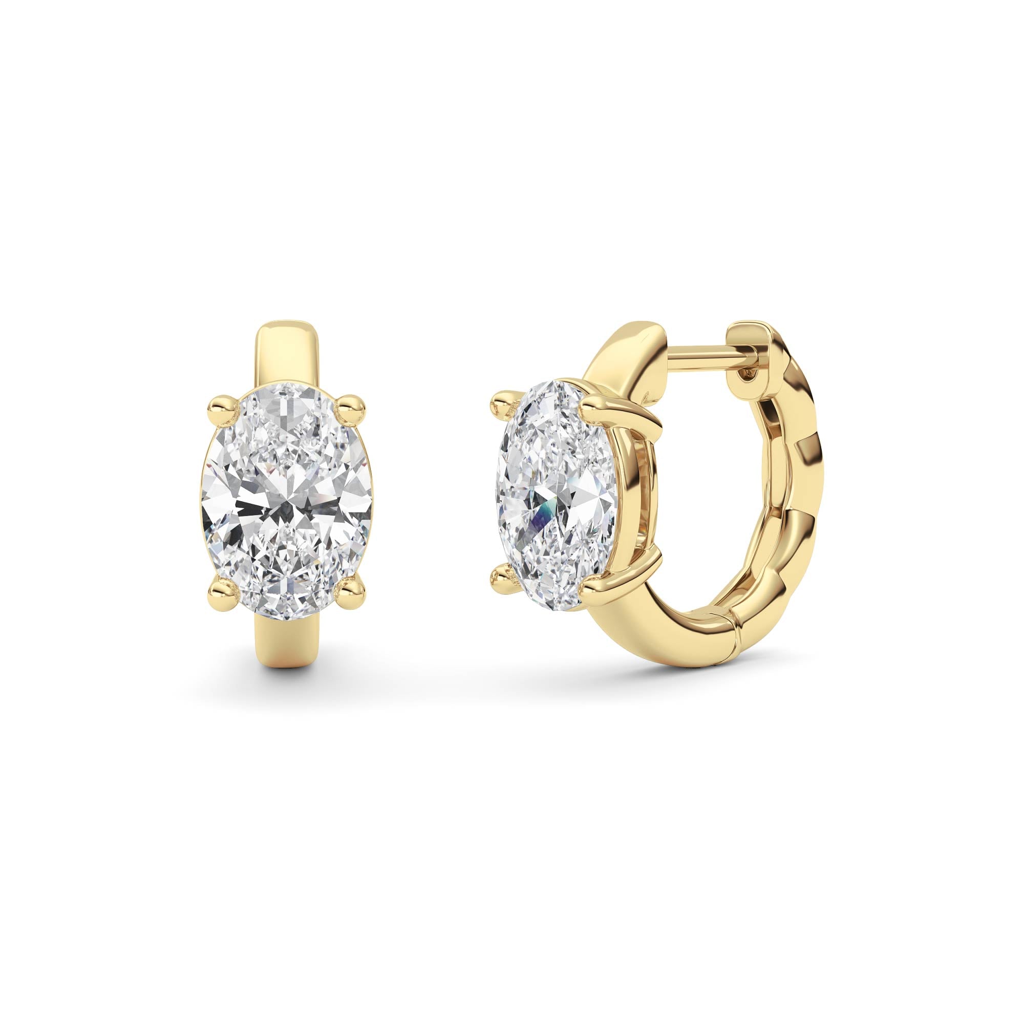 2Cttw Oval Shaped Lab Grown Diamond (F/VS ) HuggieEarrings in 14K Gold