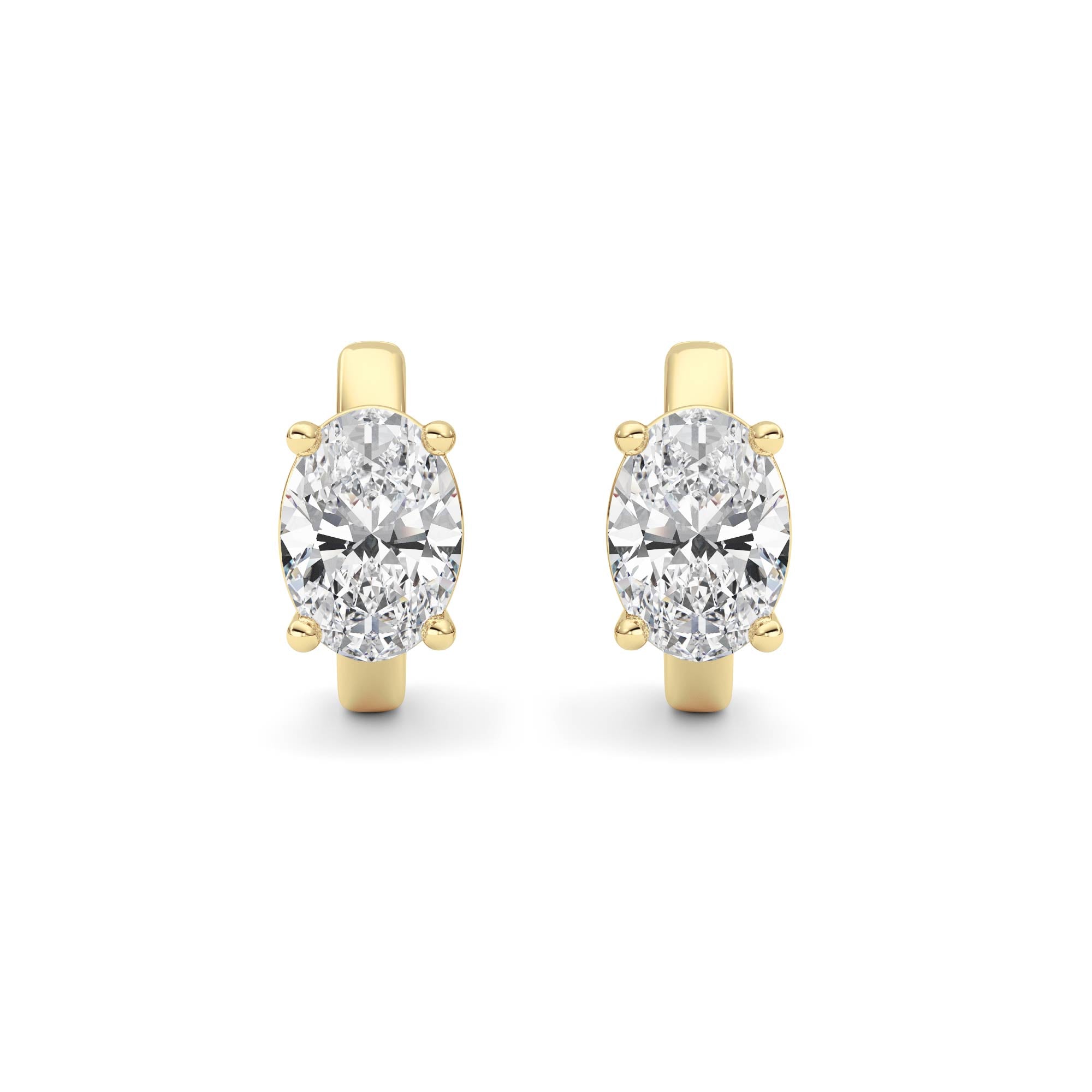 2Cttw Oval Shaped Lab Grown Diamond (F/VS ) HuggieEarrings in 14K Gold